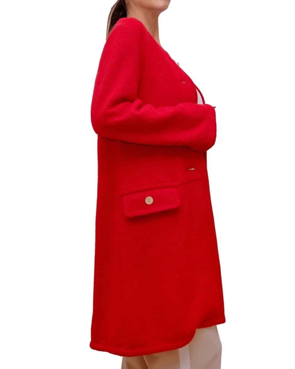 13. Lp x christos Vintage Yves Saint Laurent Red Knit Long Jacket  - ASL2319