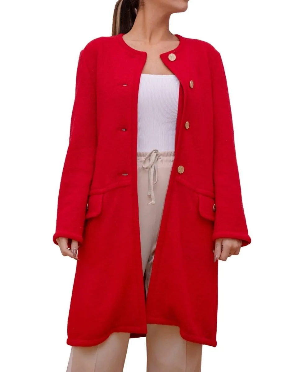 13. Lp x christos Vintage Yves Saint Laurent Red Knit Long Jacket  - ASL2319