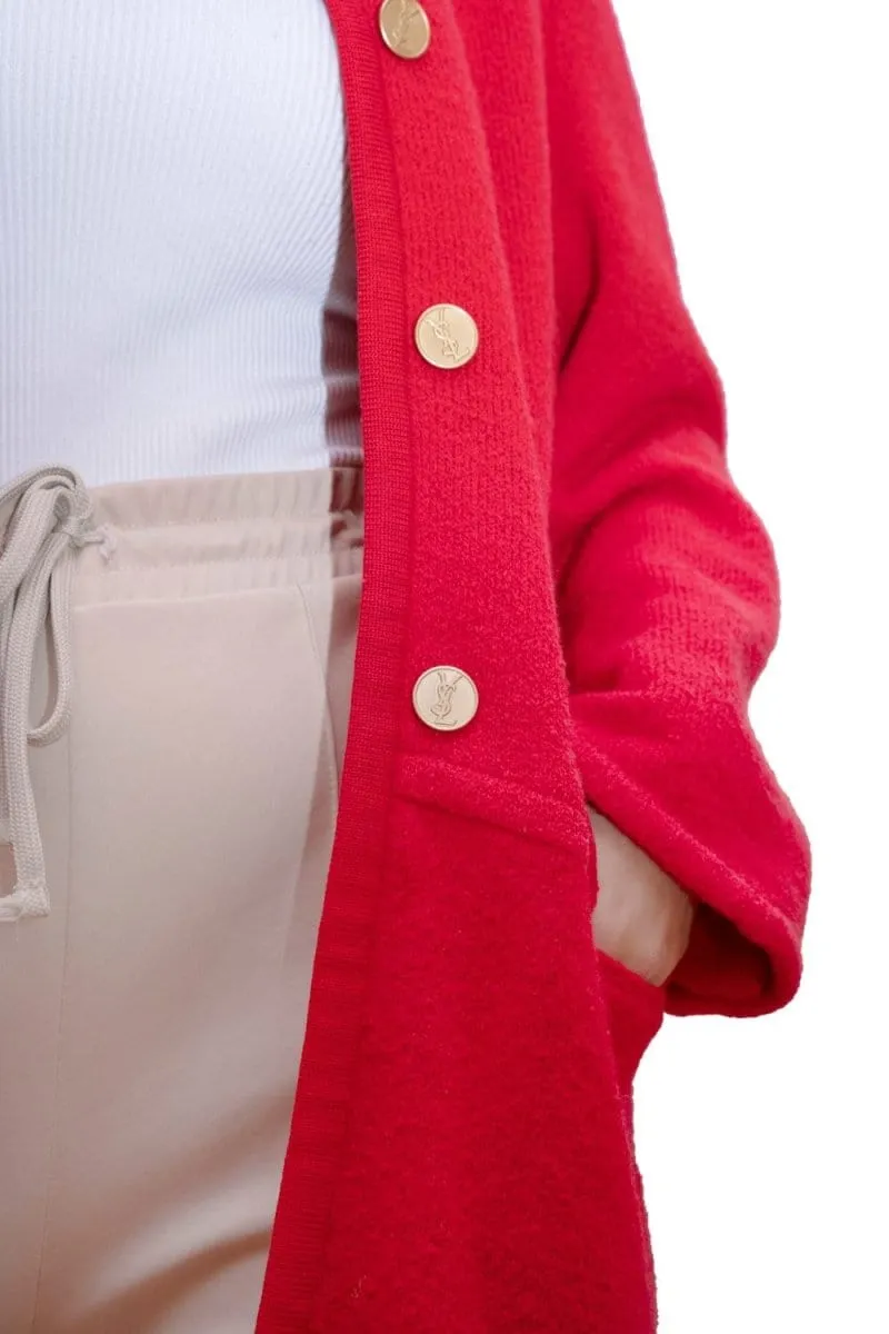 13. Lp x christos Vintage Yves Saint Laurent Red Knit Long Jacket  - ASL2319