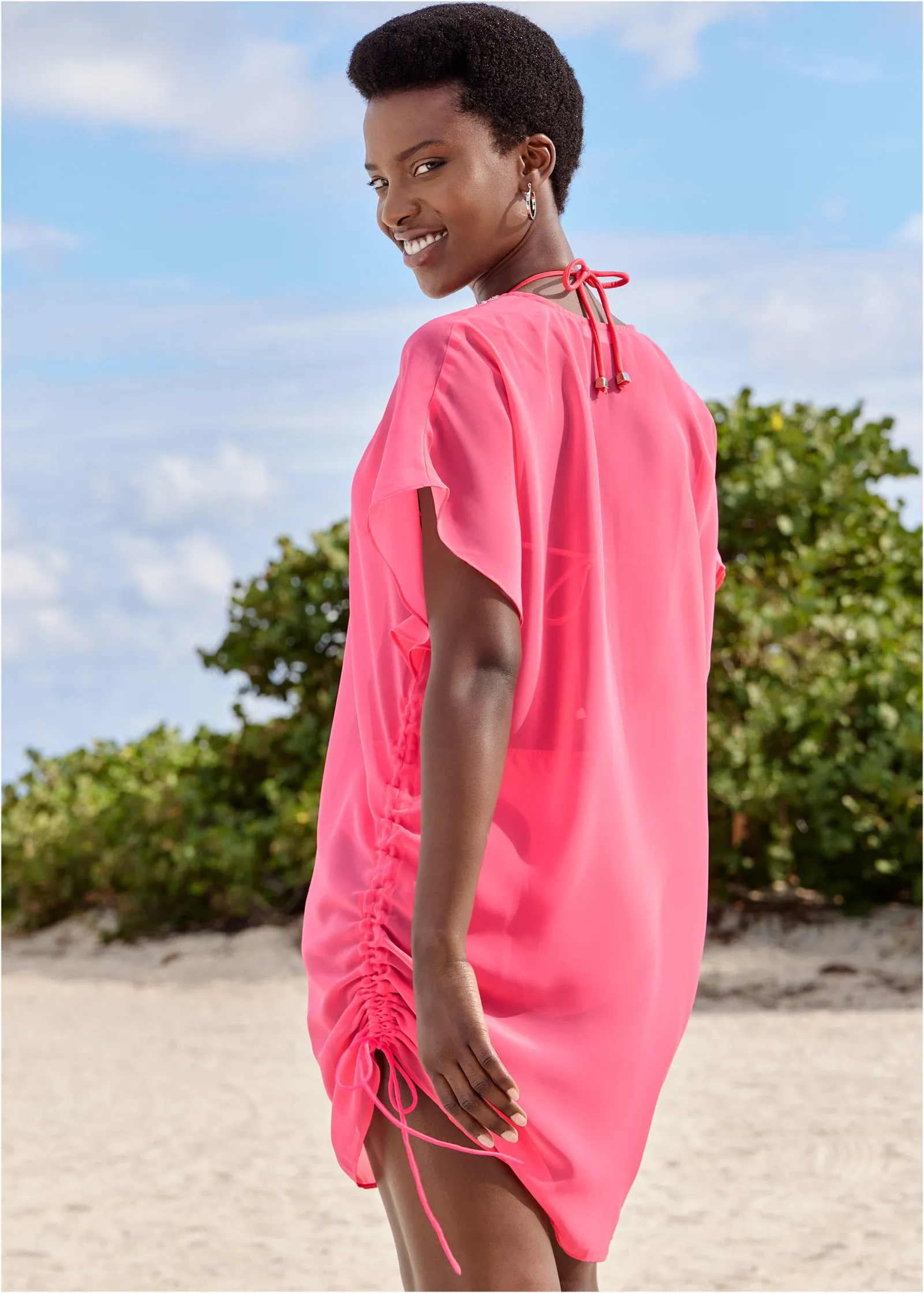 Adjustable Jeweled Tunic - Sunset Pink