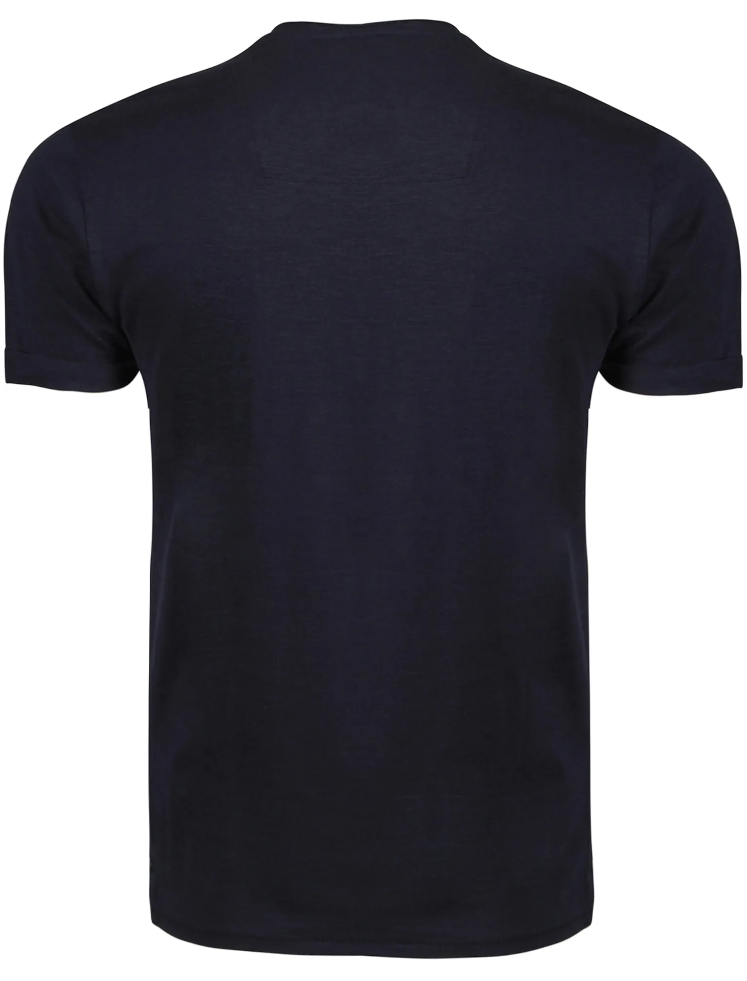 Alfie Raw Edge Textured T-Shirt with Turn-Up Cuffs in Navy