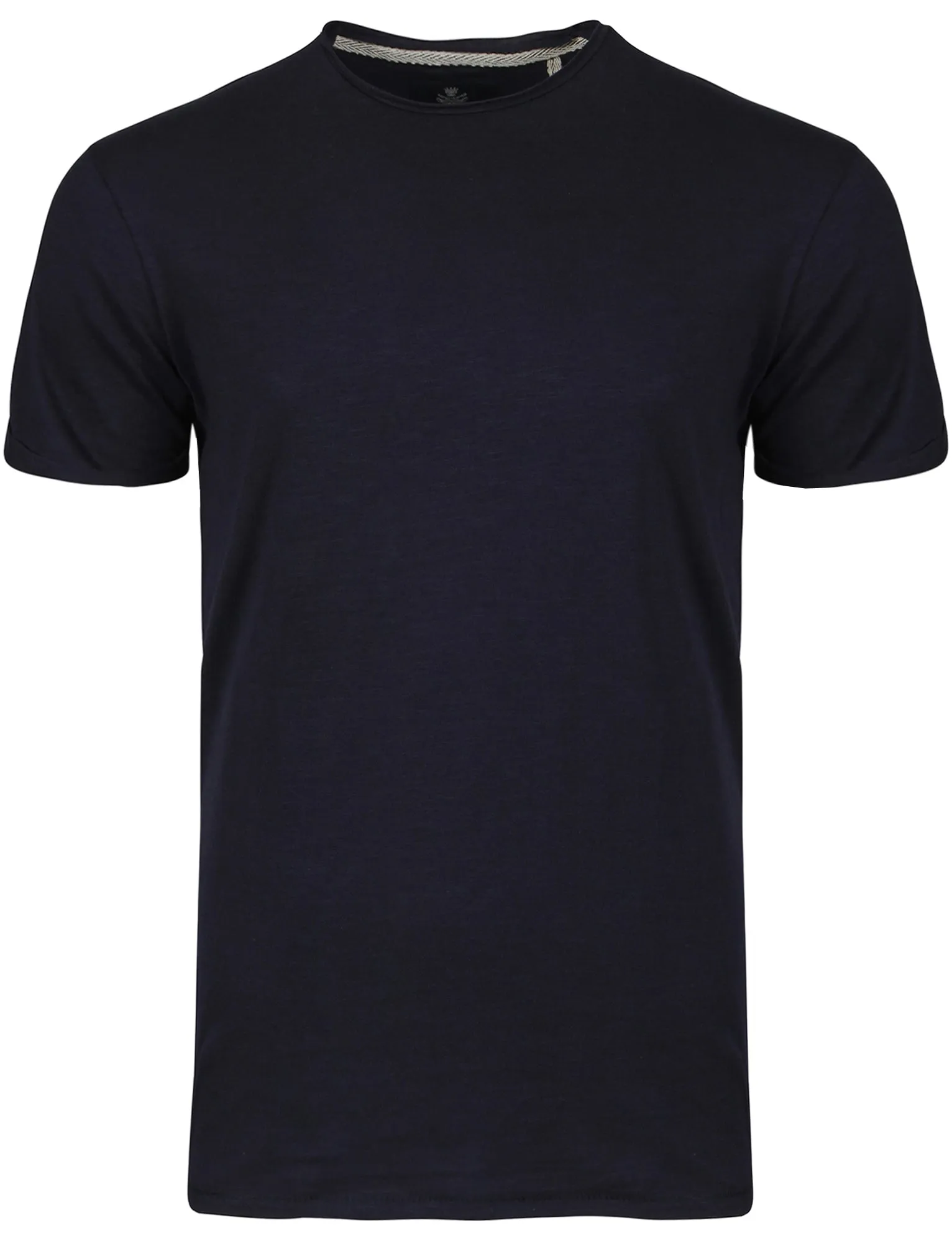 Alfie Raw Edge Textured T-Shirt with Turn-Up Cuffs in Navy