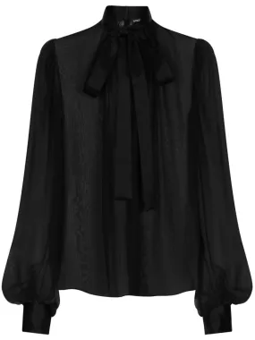 ALHBLACK SILK CREPE TEXTURE HALTERNECK SHIRT ALHBLACK SILK CREPE TEXTURE HALTERNECK SHIRT