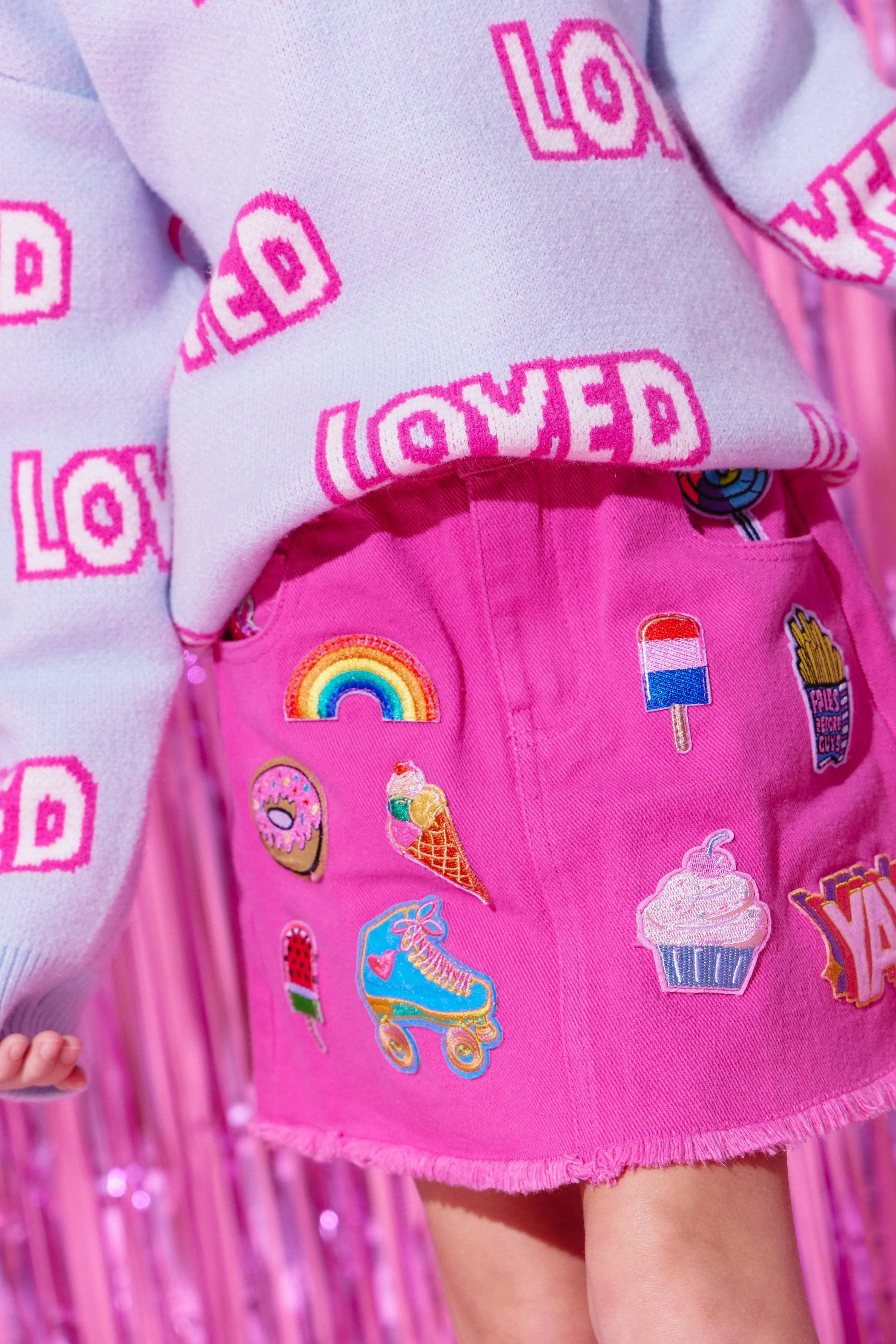 All About Patch Hot Pink Denim Skirt