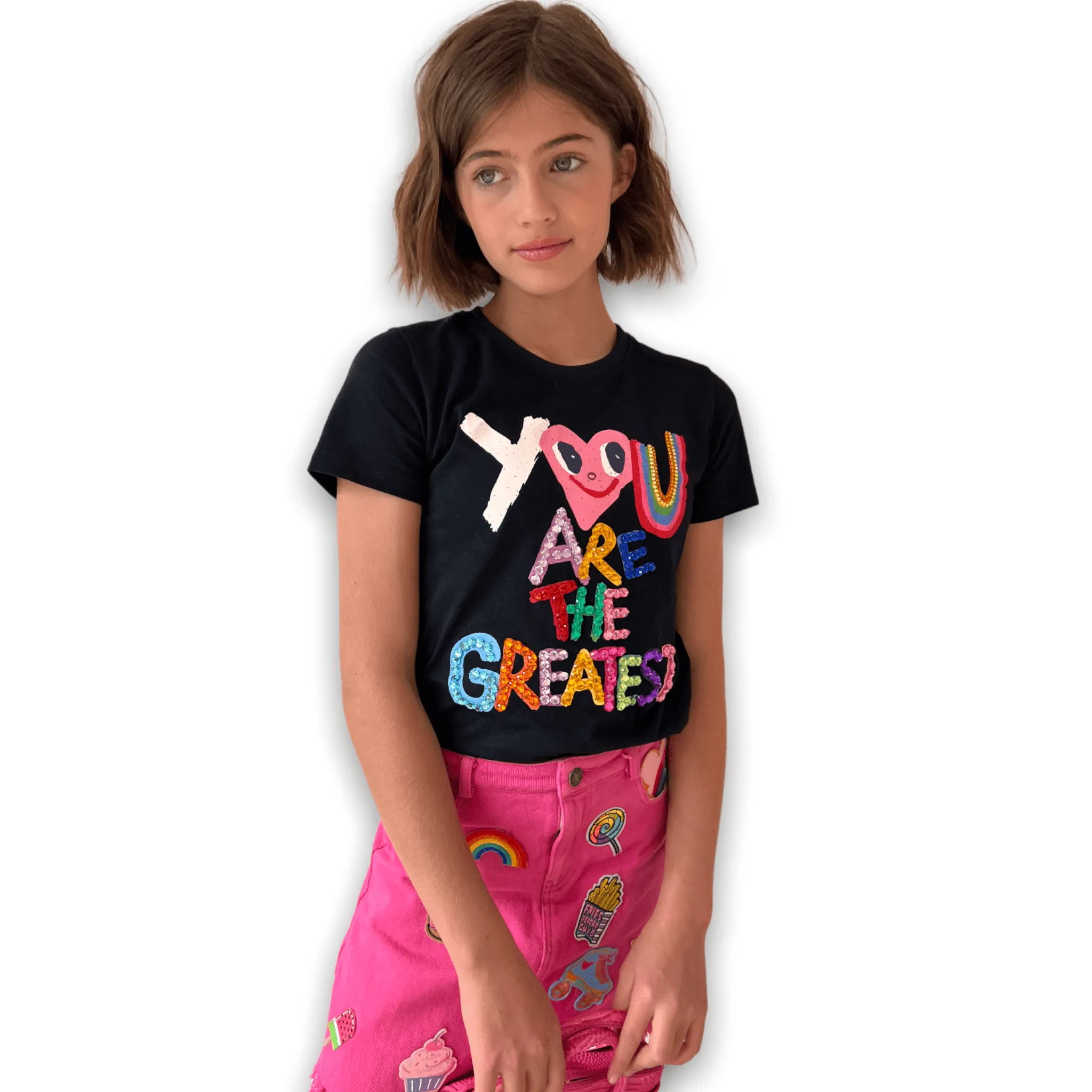 All About Patch Hot Pink Denim Skirt