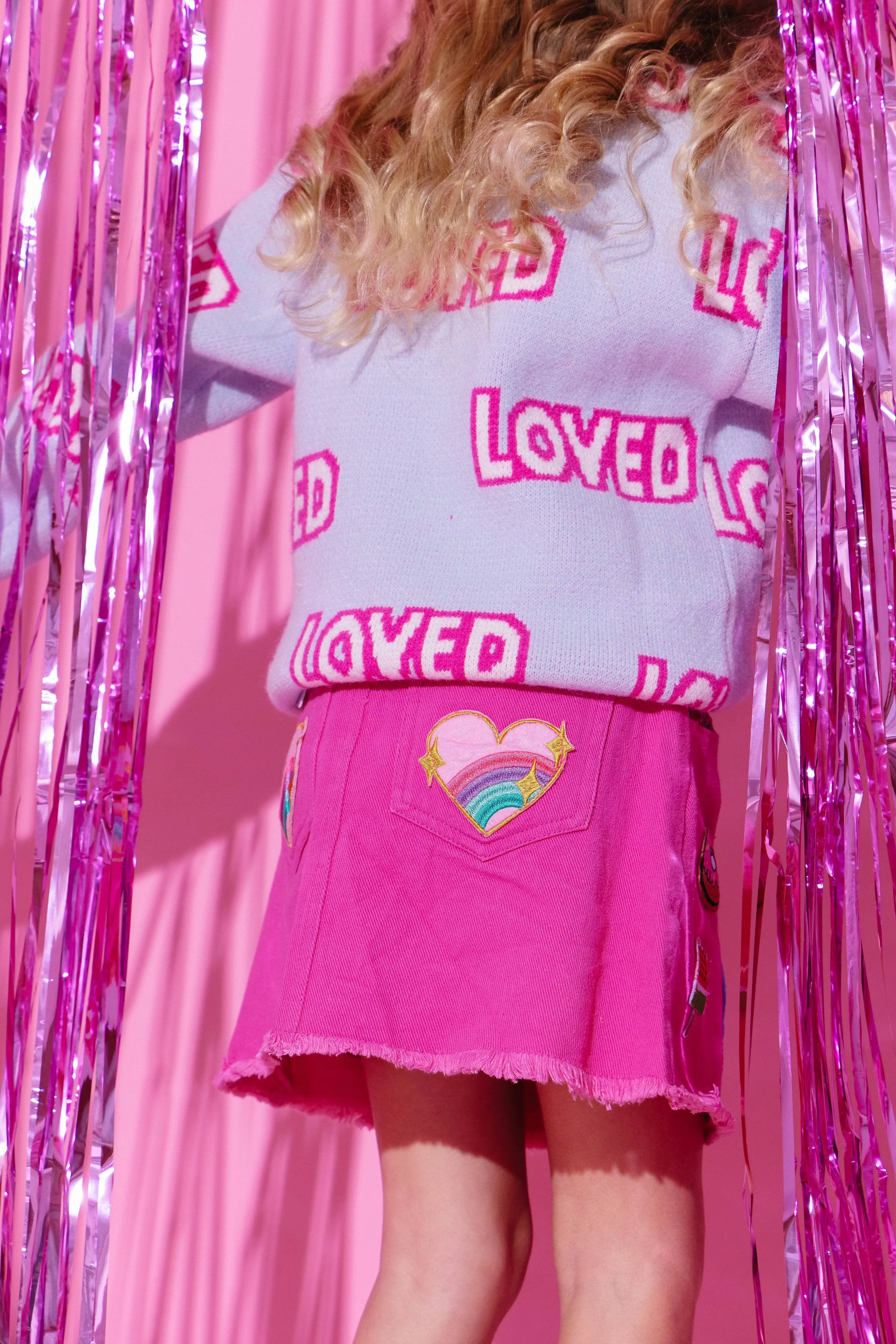 All About Patch Hot Pink Denim Skirt