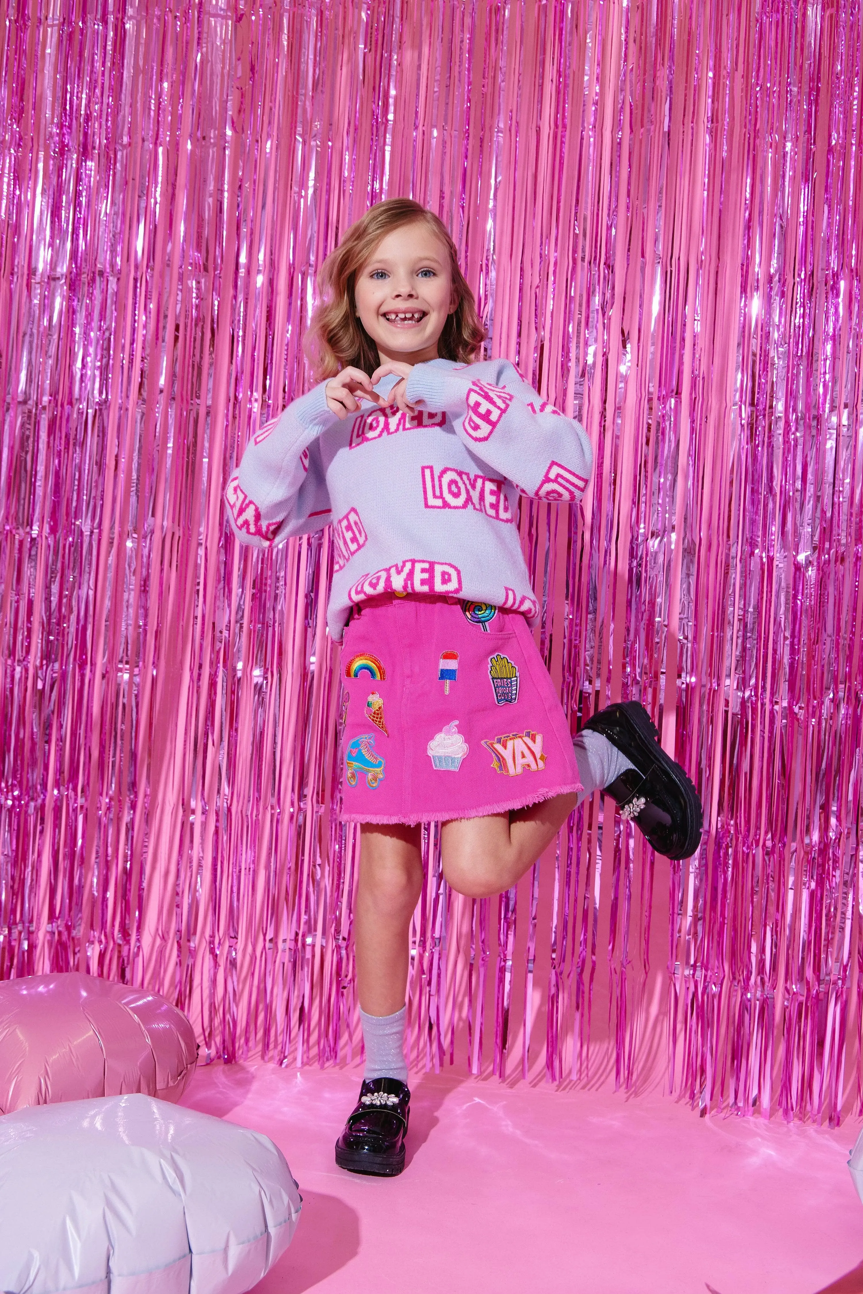 All About Patch Hot Pink Denim Skirt