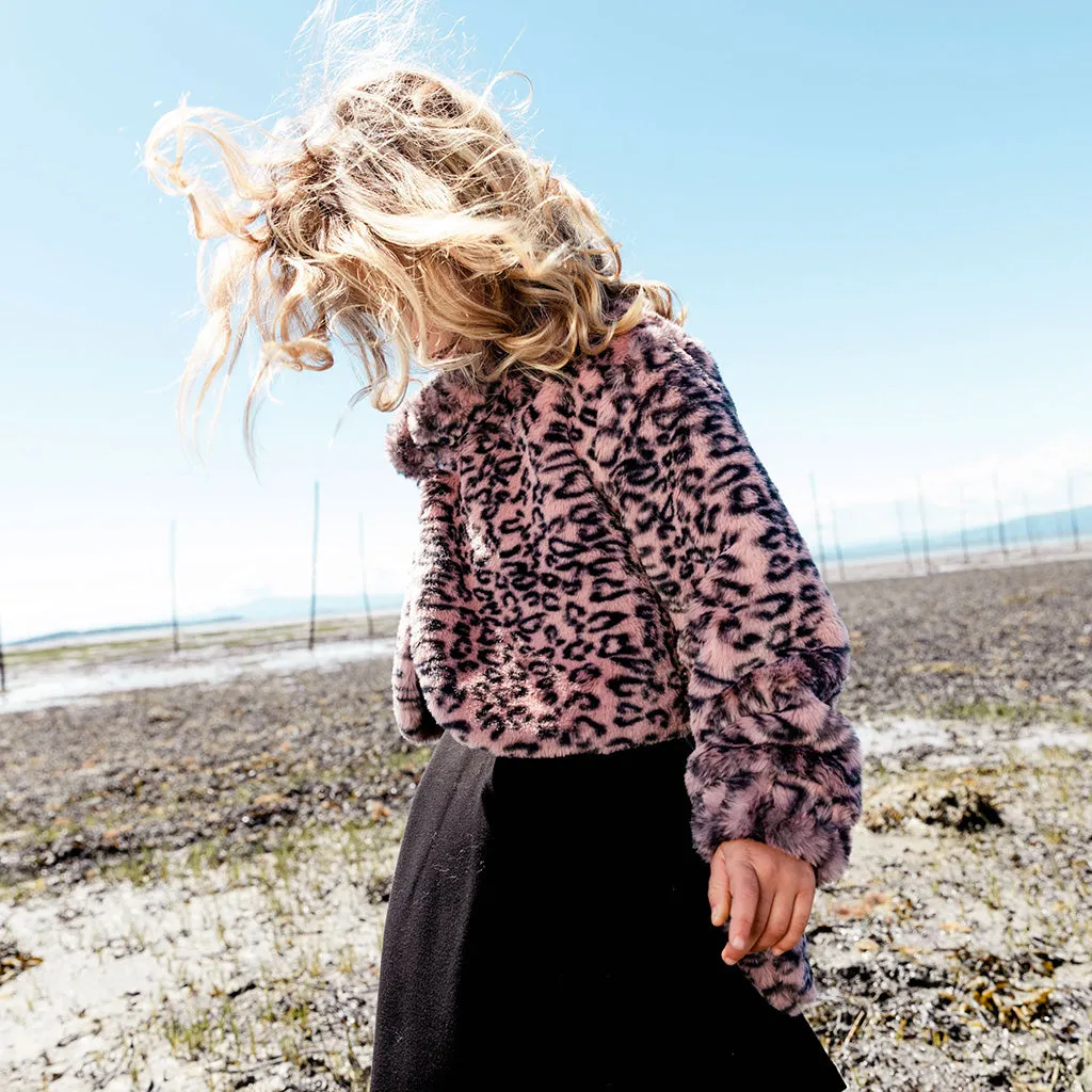 Animal Print Fake Fur Jacket - Big Girl|-|Manteau en fausse fourrure avec imprimé animal - Grande Fille