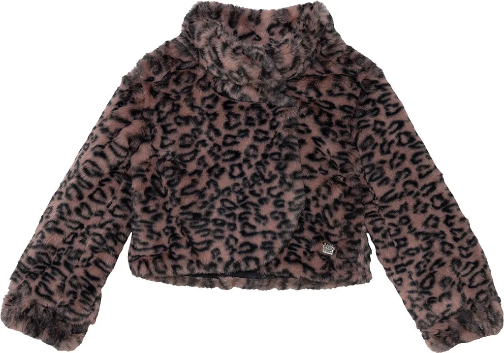 Animal Print Fake Fur Jacket - Big Girl|-|Manteau en fausse fourrure avec imprimé animal - Grande Fille