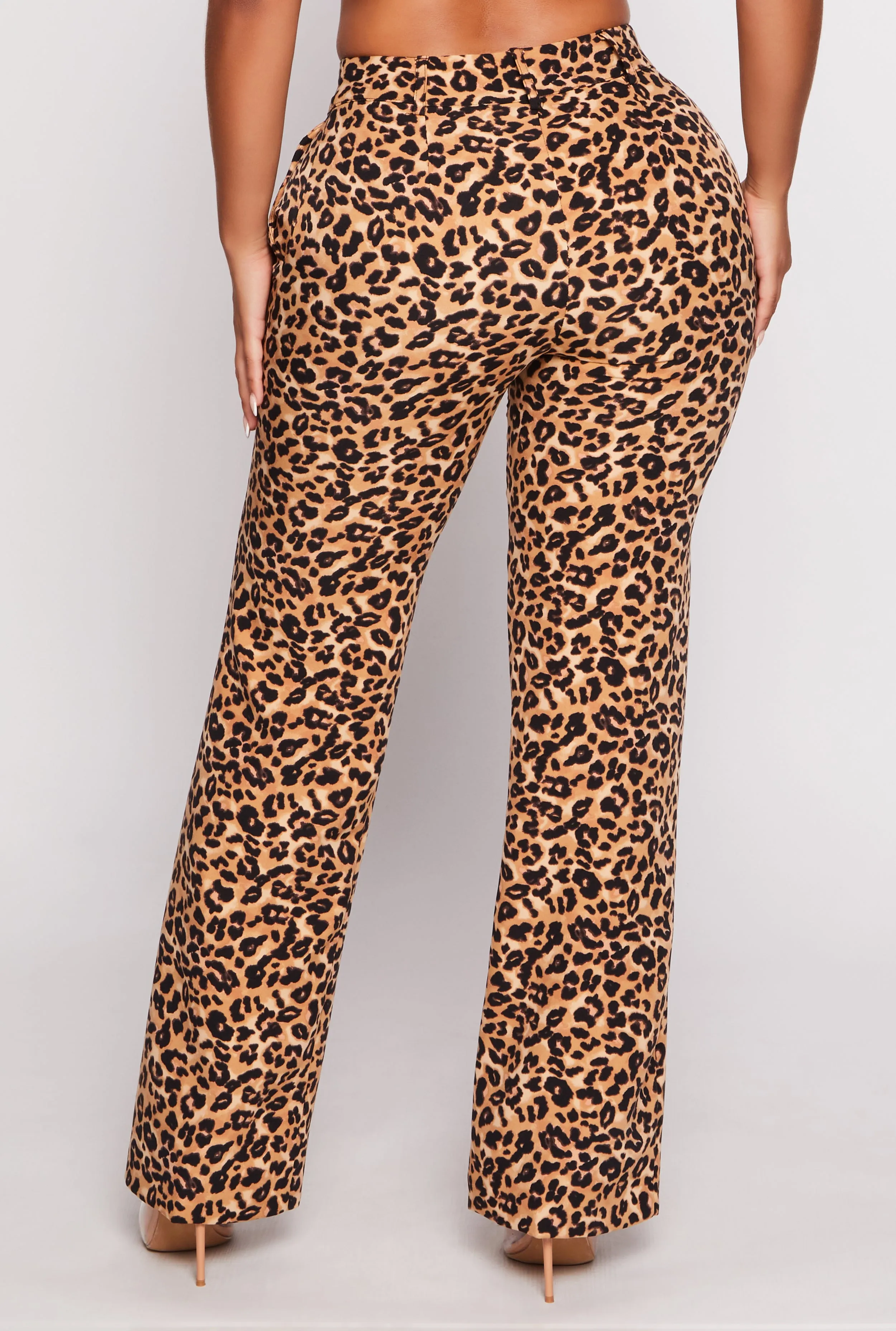 Animal Print High Waisted Wide Leg Pants