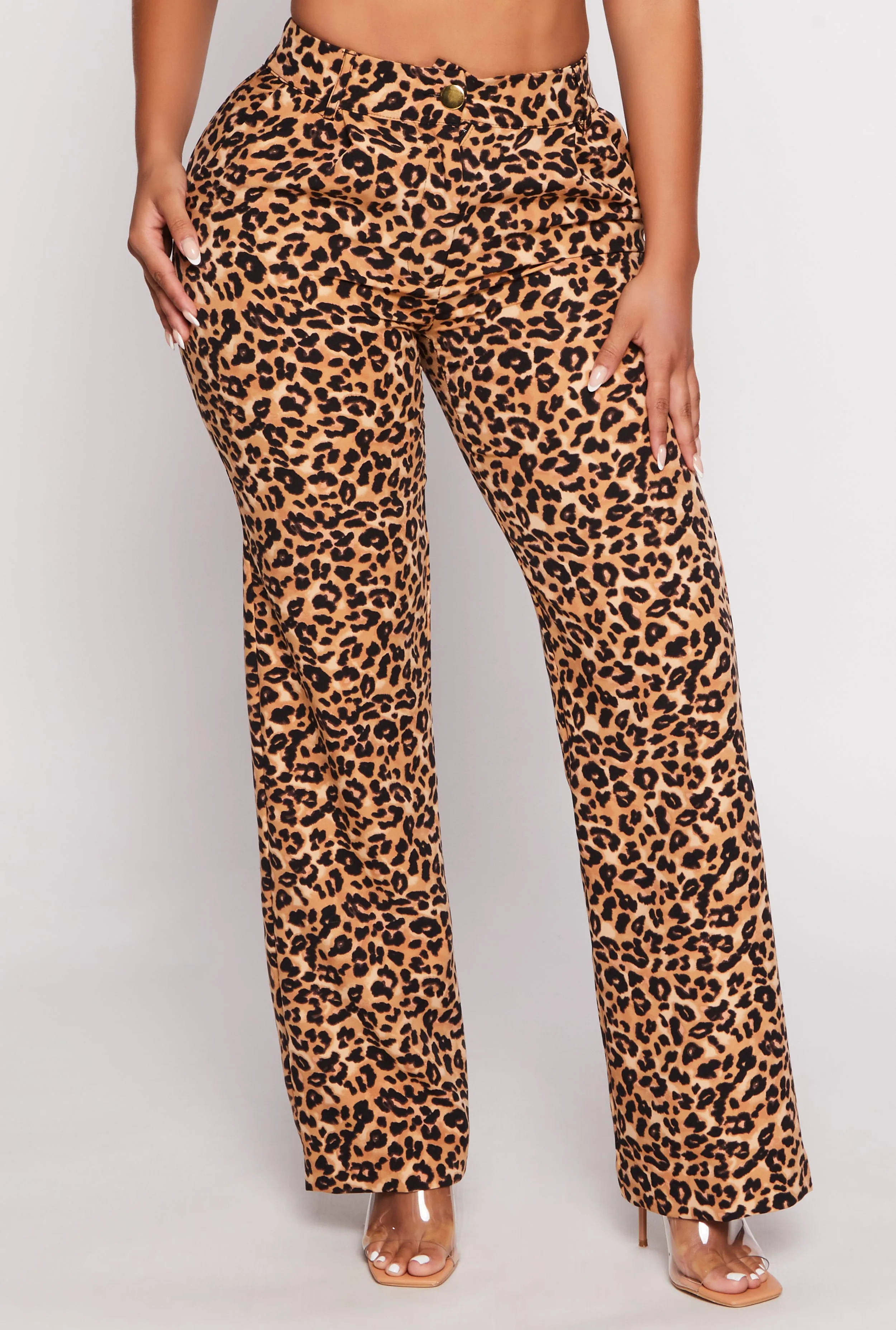 Animal Print High Waisted Wide Leg Pants