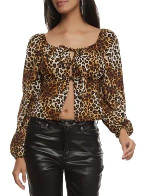Animal Print Tie Front Top Animal Print Tie Front Top