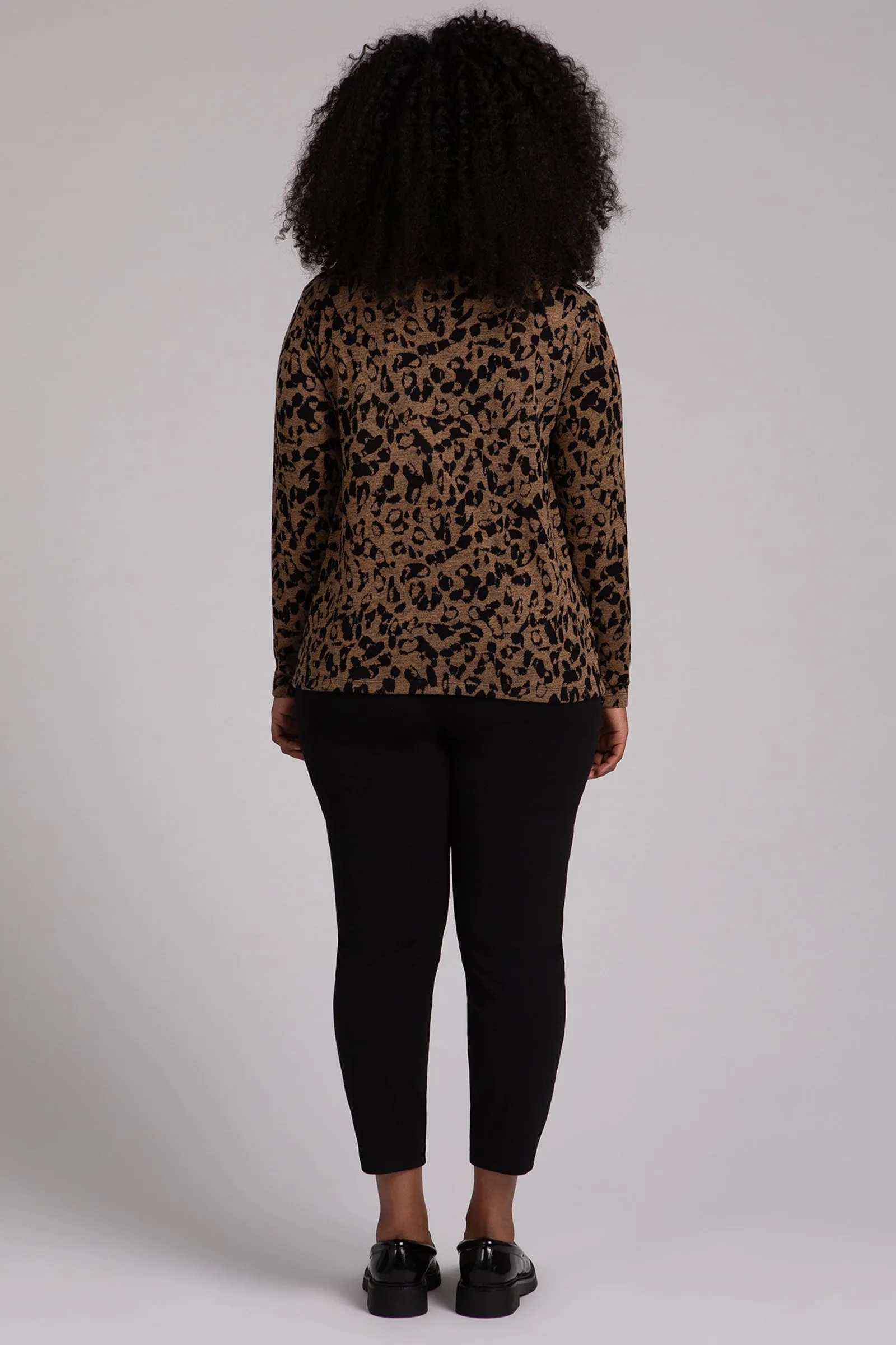 Animal Sweater Funnel Neck Top | Animal Camel