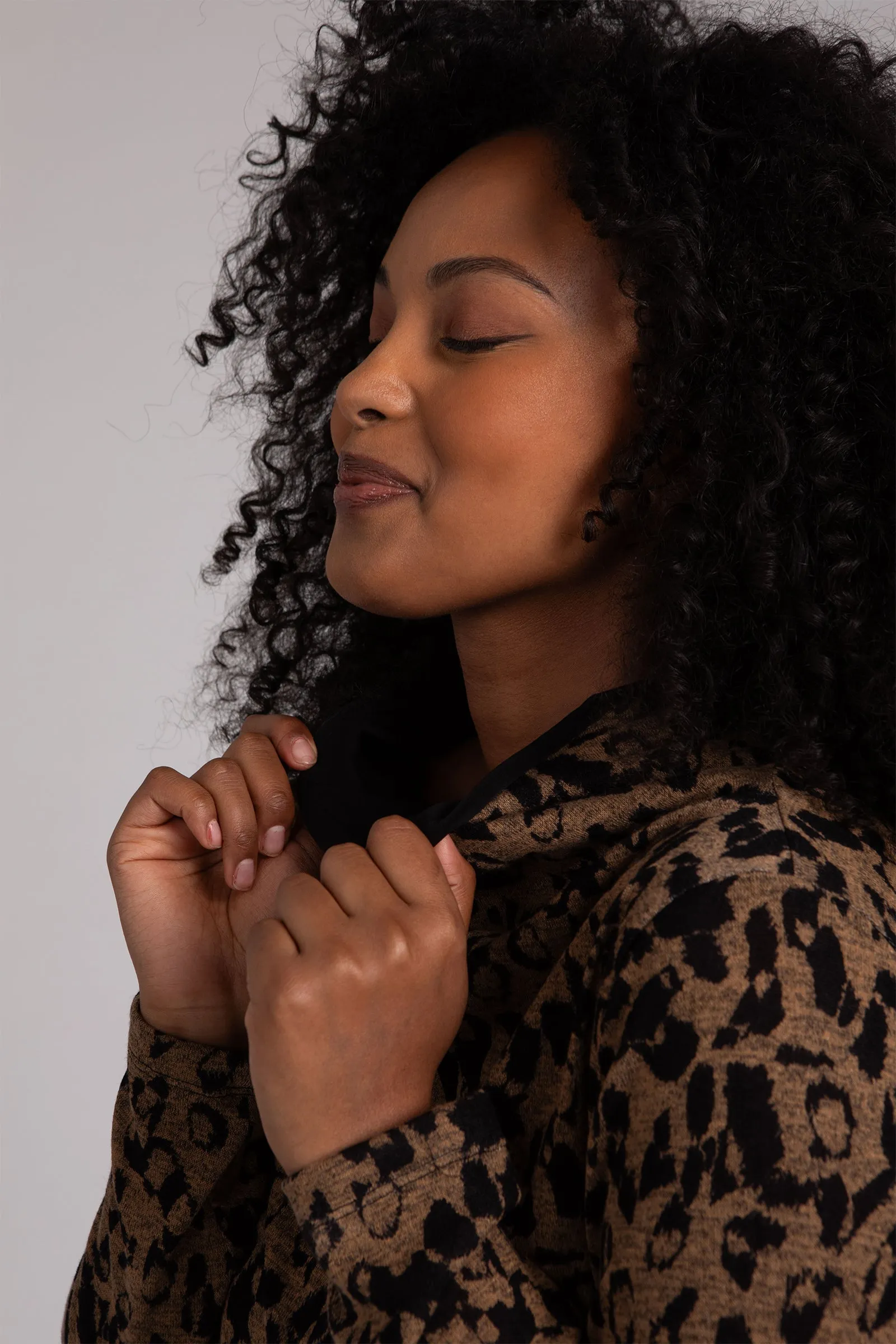 Animal Sweater Funnel Neck Top | Animal Camel