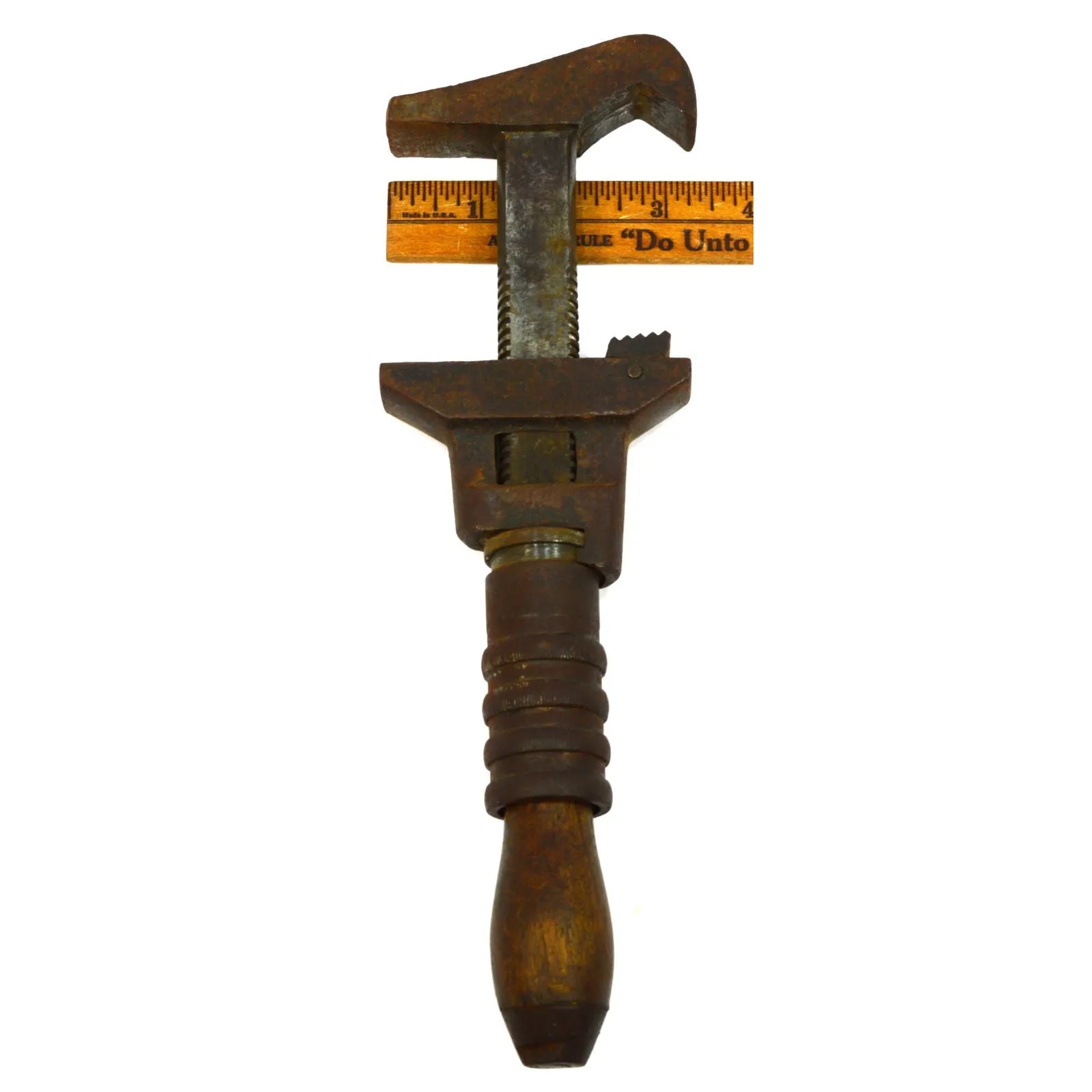 Antique COMBINATION MONKEY-PIPE WRENCH 11" Double Jaw by BEMIS & CALL H&T 0-2.5"