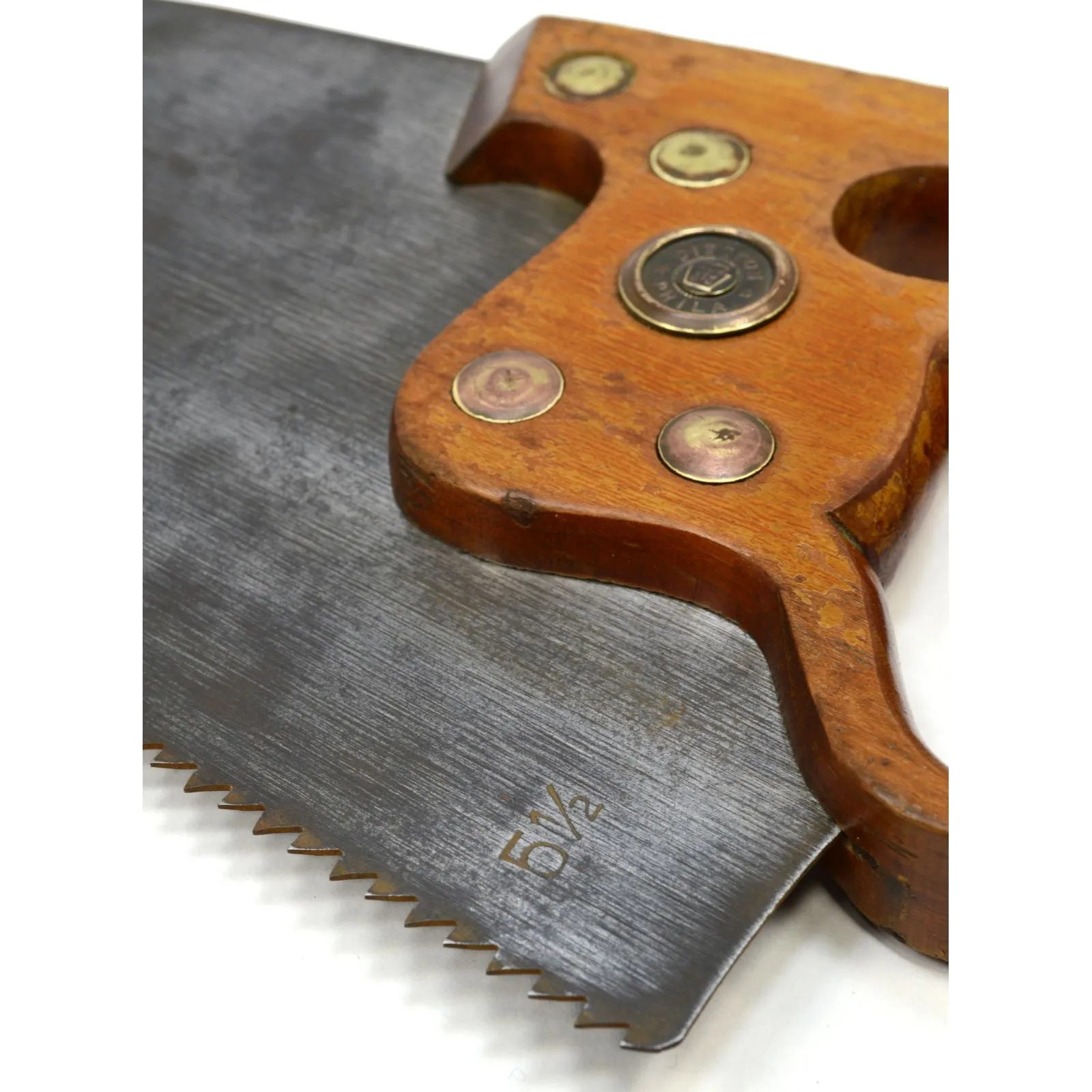 Antique DISSTON D-8 SKEW-BACK RIP SAW Thumb-Hole 5-1/2 PPI/TPI c.1917-1940 Rare!