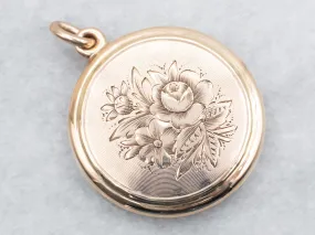 Antique Floral Locket with Original Engraving Antique Floral Locket with Original Engraving