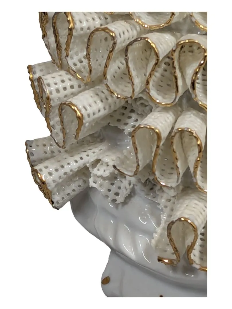 Antique Roceram Romania porcelain figurine, lady sitting holding flowers