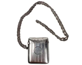 Antique Sterling Silver Match Safe Vesta with Strike on Chain John Rose Birmingham 1919 Antique Sterling Silver Match Safe Vesta with Strike on Chain John Rose Birmingham 1919