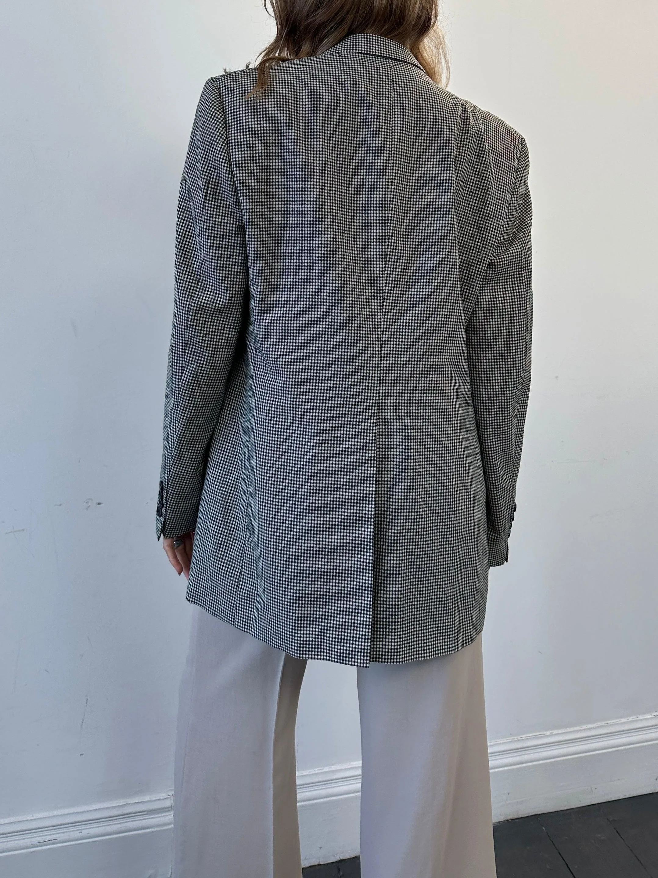 Aquascutum Pure Wool Gingham Single Breasted Blazer - L