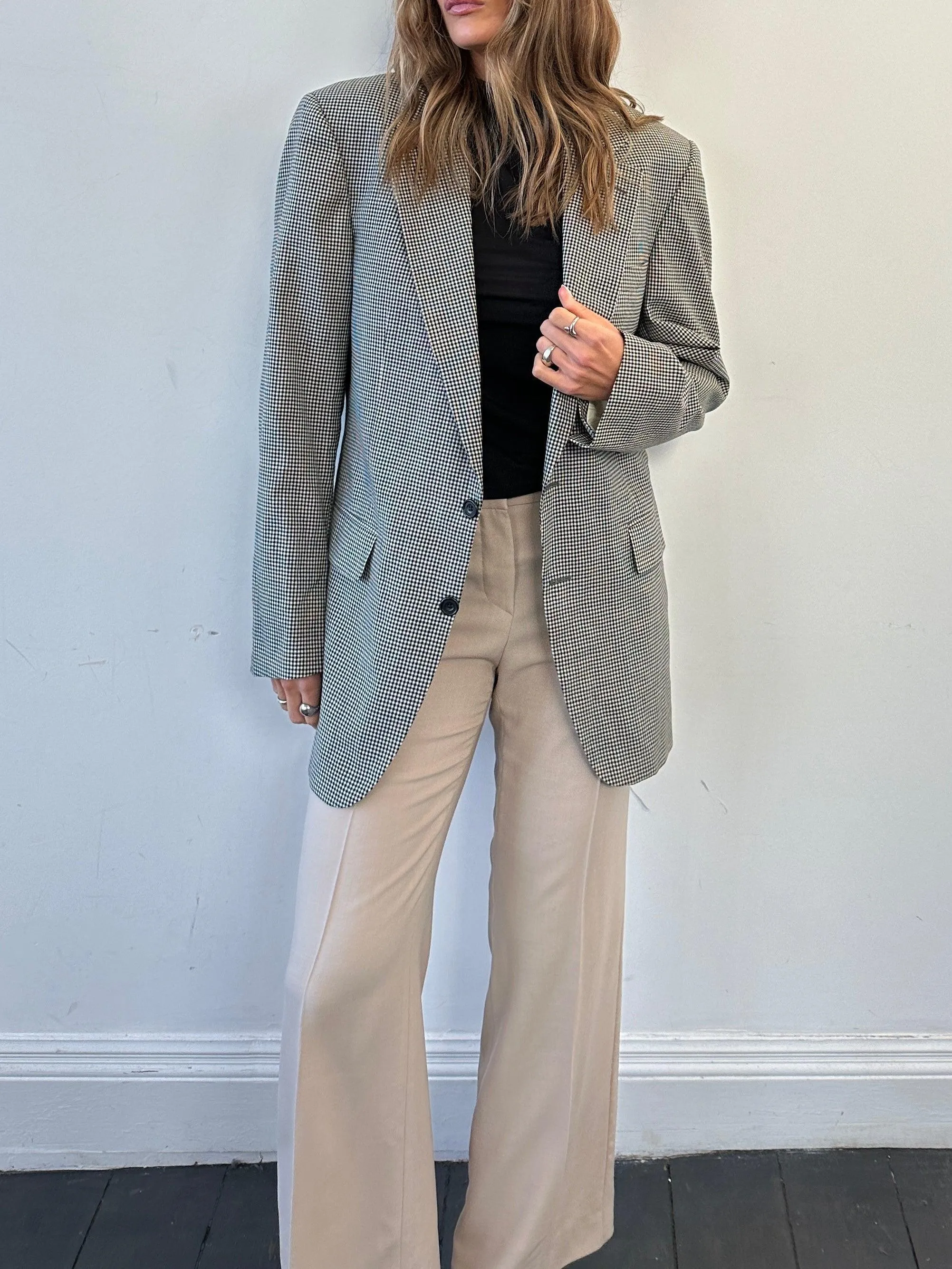 Aquascutum Pure Wool Gingham Single Breasted Blazer - L