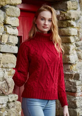 Aran Turtle Neck Sweater | Red Aran Turtle Neck Sweater | Red