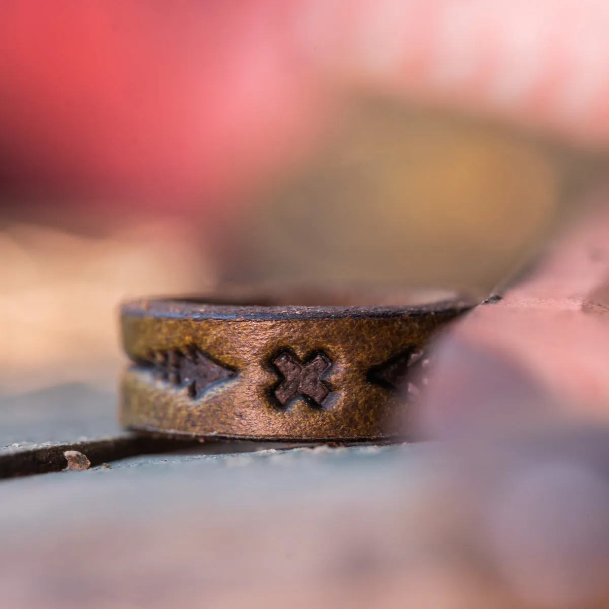 Arrows Leather Ring | Dark Olive