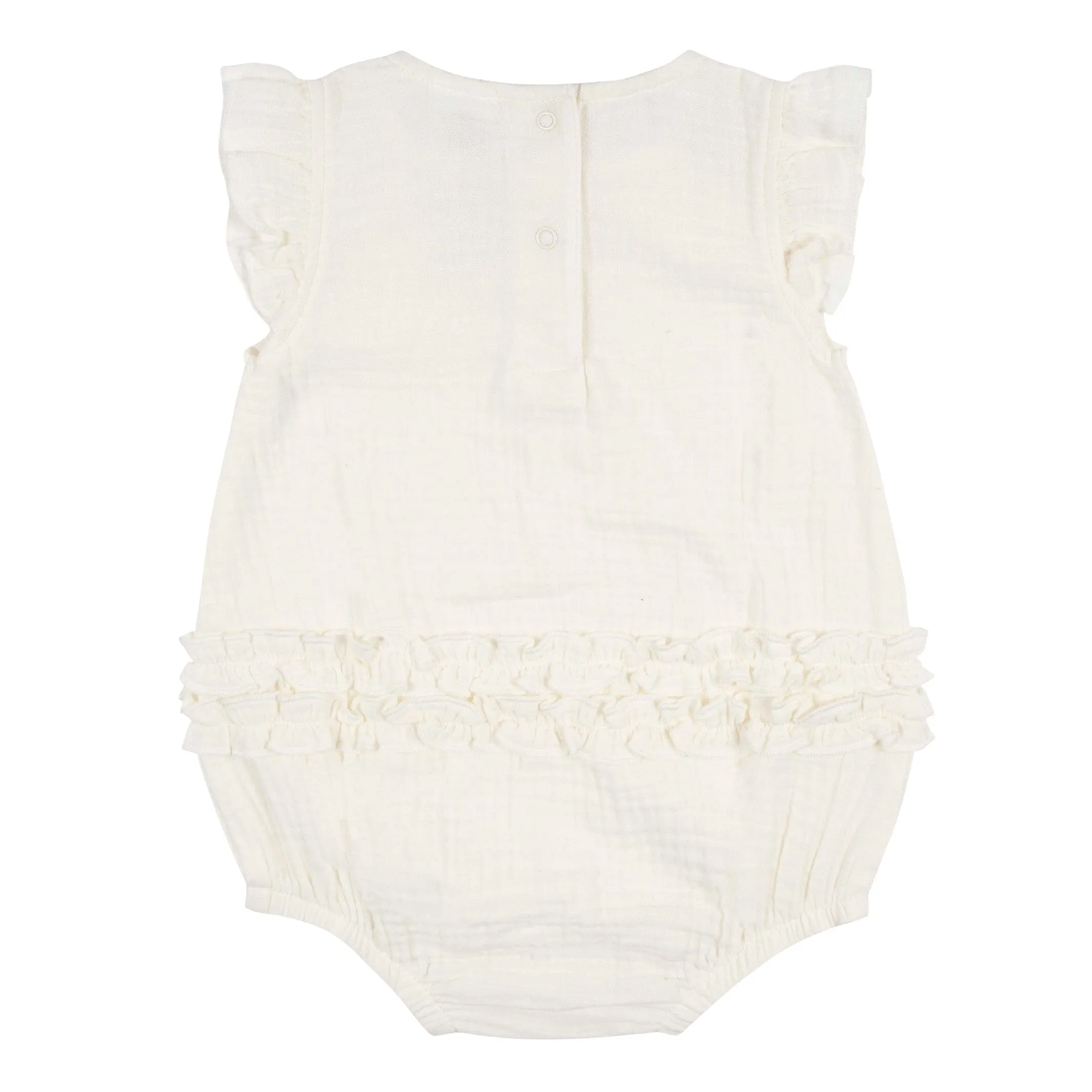Baby Girls Ivory Gauze Bubble Romper