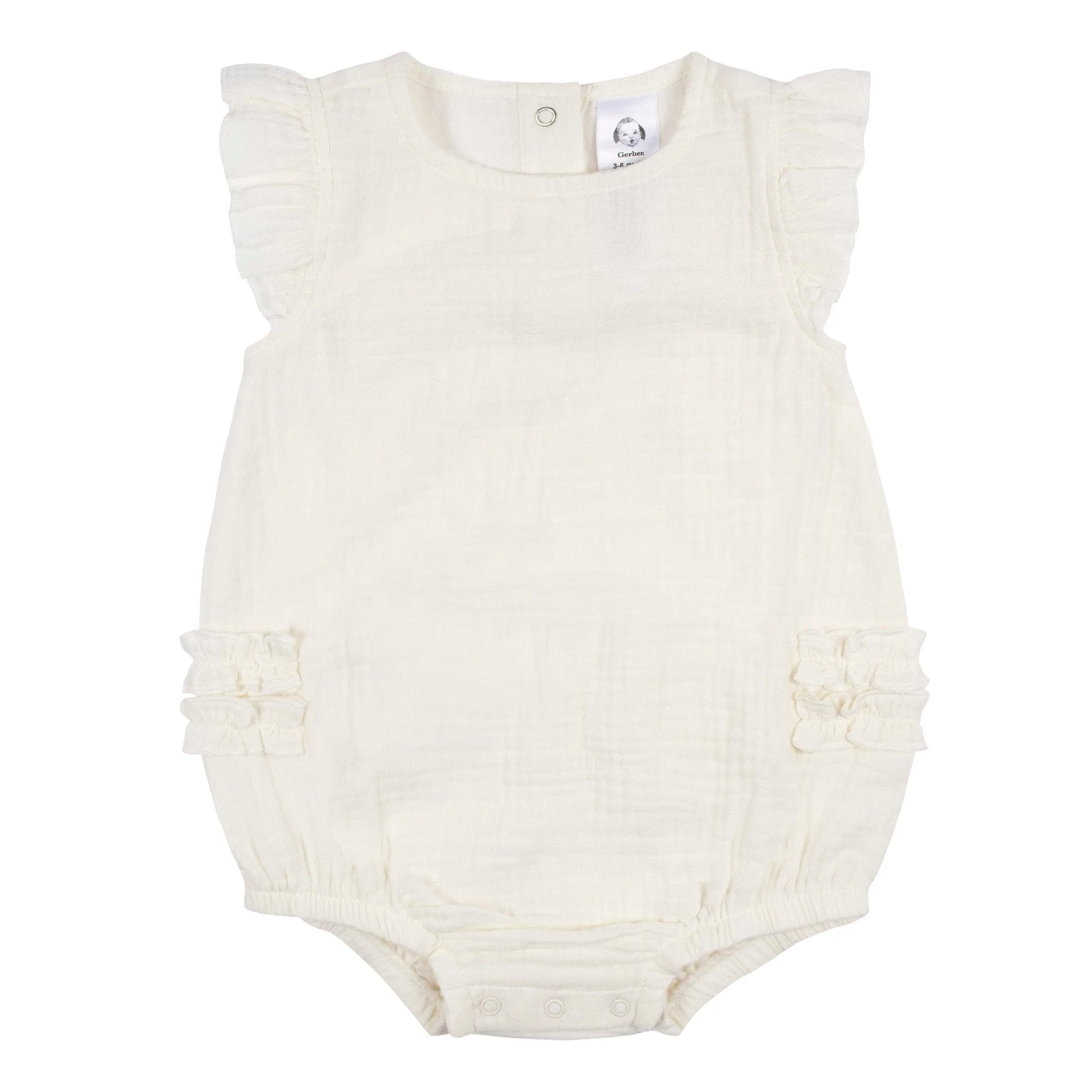 Baby Girls Ivory Gauze Bubble Romper