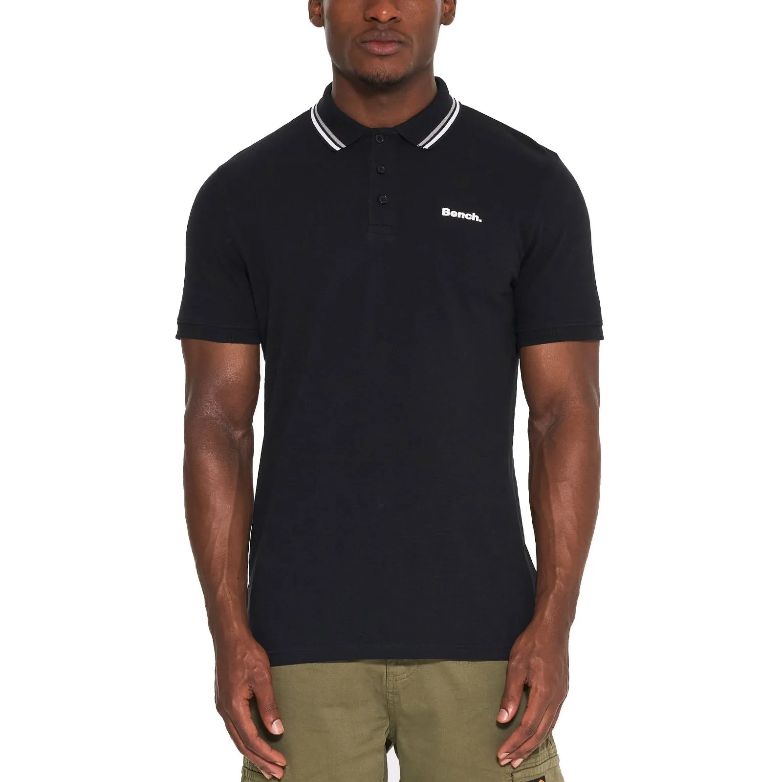 Bench Mens Gruff Twin Tipped Short Sleeve Cotton Polo Shirt
