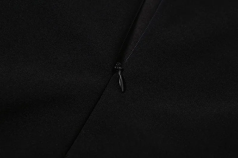 BerryBetty - Bowknot long sleeve square neck zip-up contrast 2-way mini dress