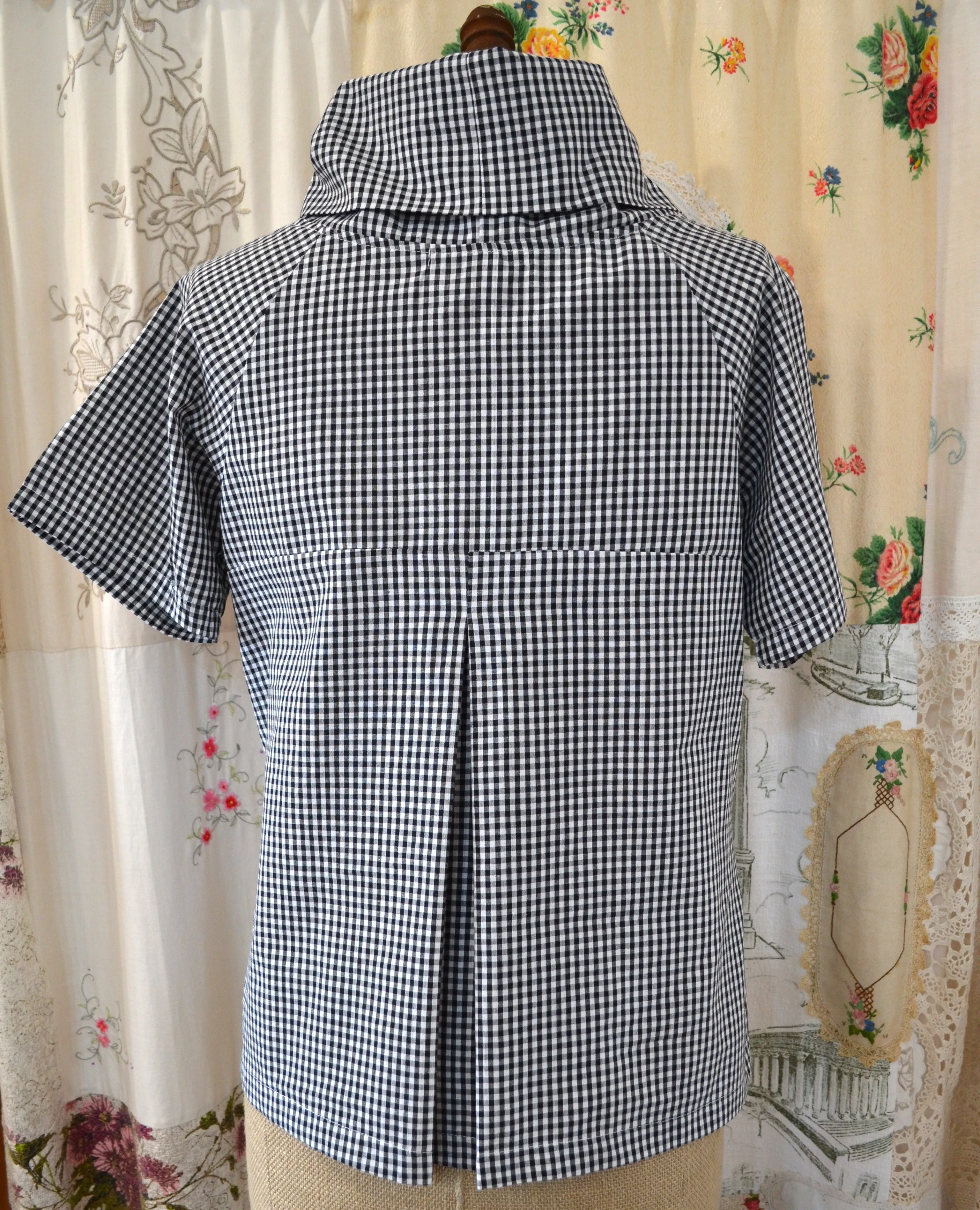 Berserk Black and White Gingham Pleat Roll neck