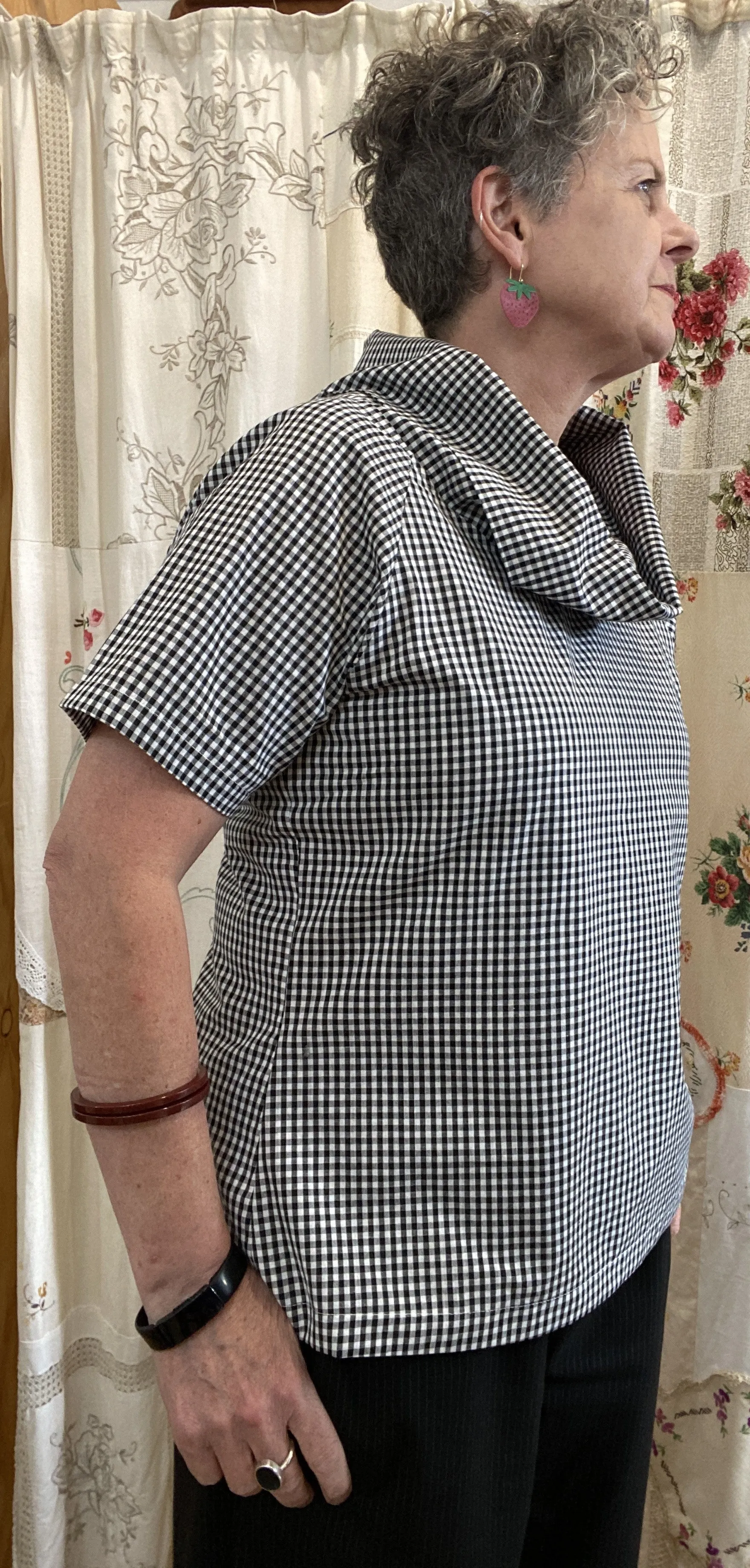 Berserk Black and White Gingham Pleat Roll neck