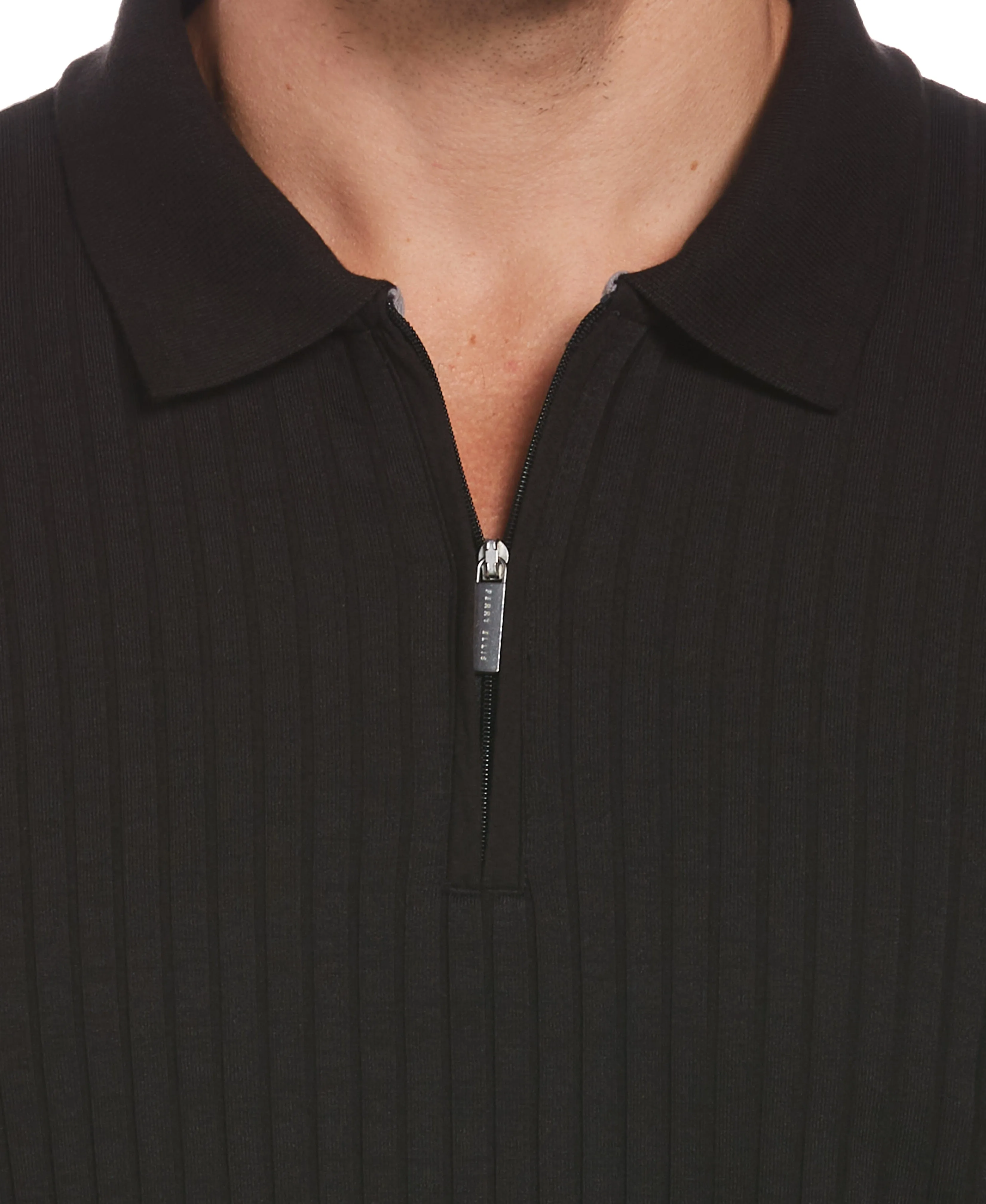 Big & Tall Quarter Zip Ribbed Polo