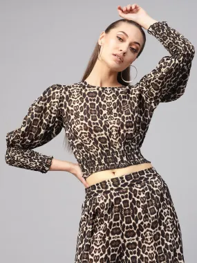 Black Cheetah Smocked Crop Top Black Cheetah Smocked Crop Top