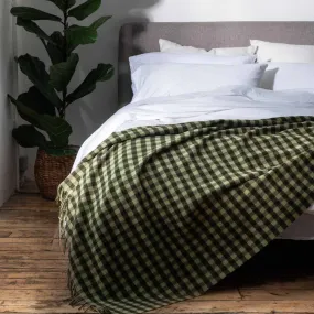 Botanical Green Gingham Wool Blanket Botanical Green Gingham Wool Blanket