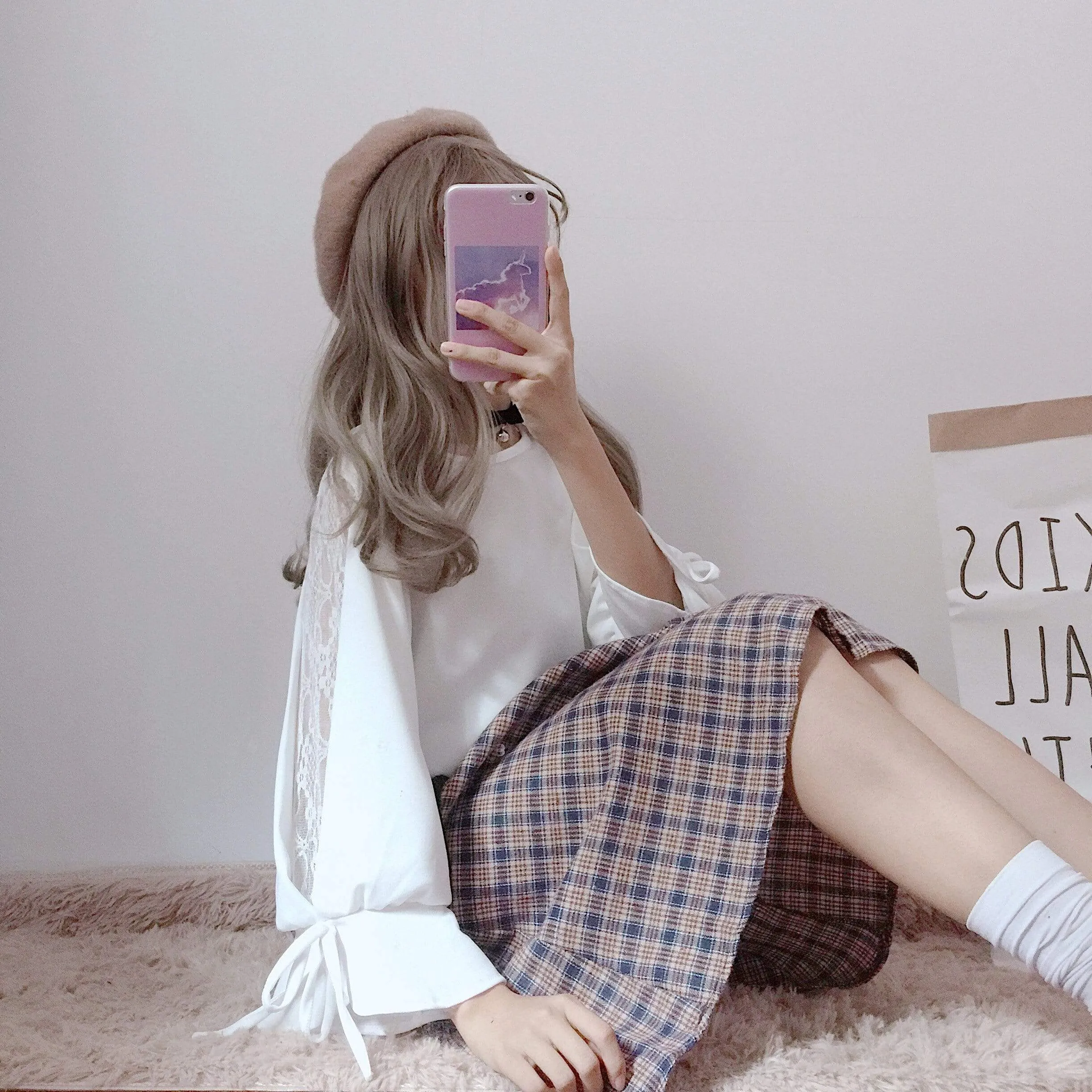 Bowknot Flare Sleeved Sheer Shirt