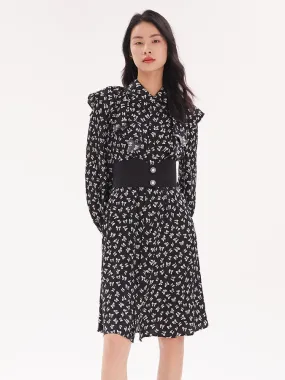 Bowknot Printed Long Sleeve Dress Bowknot Printed Long Sleeve Dress