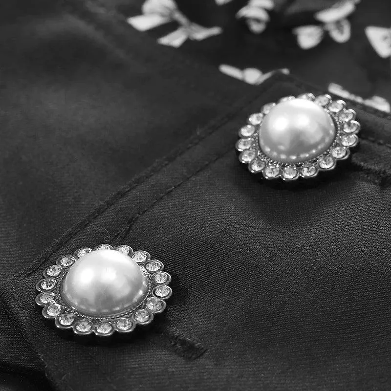 Bowknot Printed Long Sleeve Dress