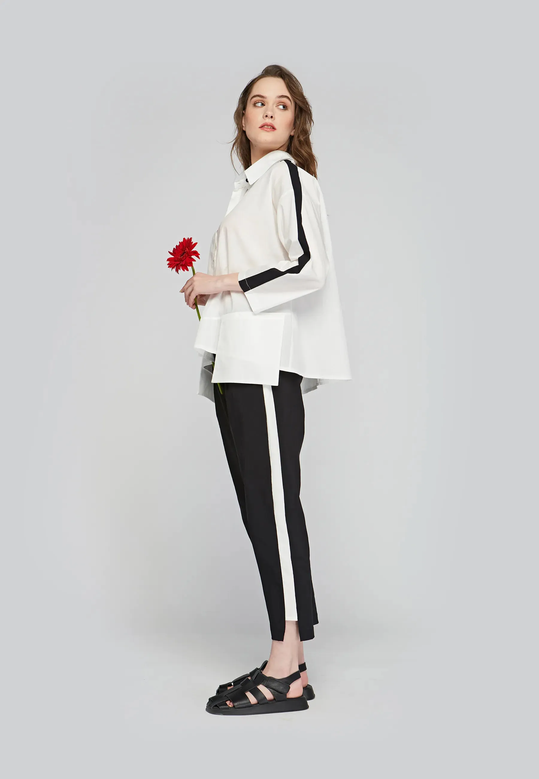 CAELUM Stretch linen & cotton blended pants