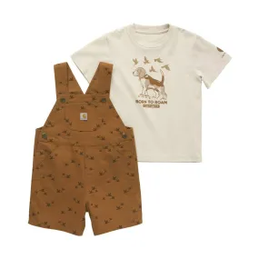 Carhartt Boys' Toddler Short Sleeve T Shirt And Canvas Print Shortall Set - Carhartt Brown Carhartt Boys' Toddler Short Sleeve T Shirt And Canvas Print Shortall Set - Carhartt Brown