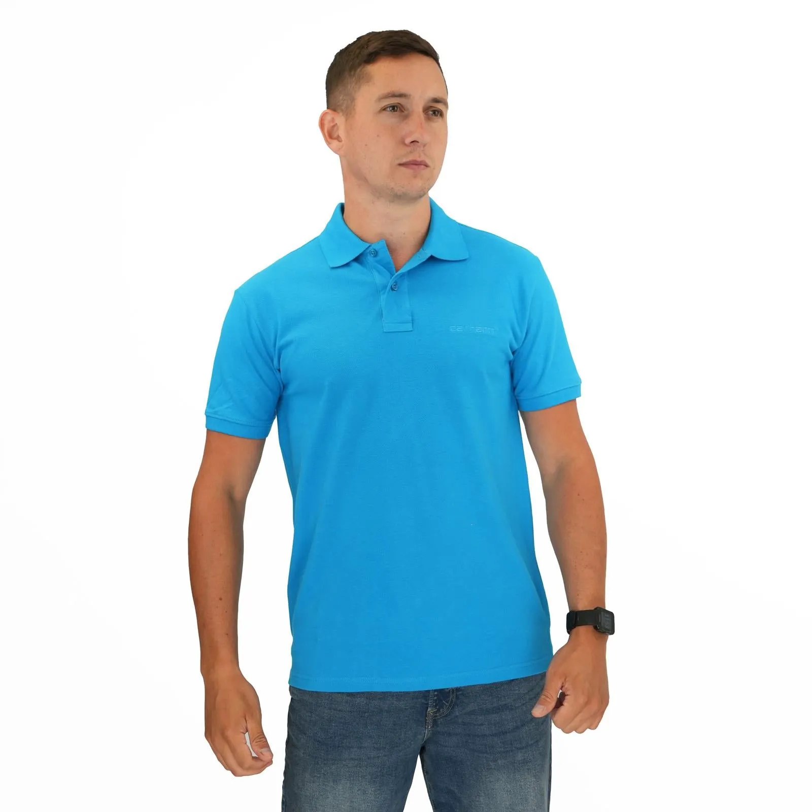 Carhartt WIP Script Logo Blue Polo Shirt