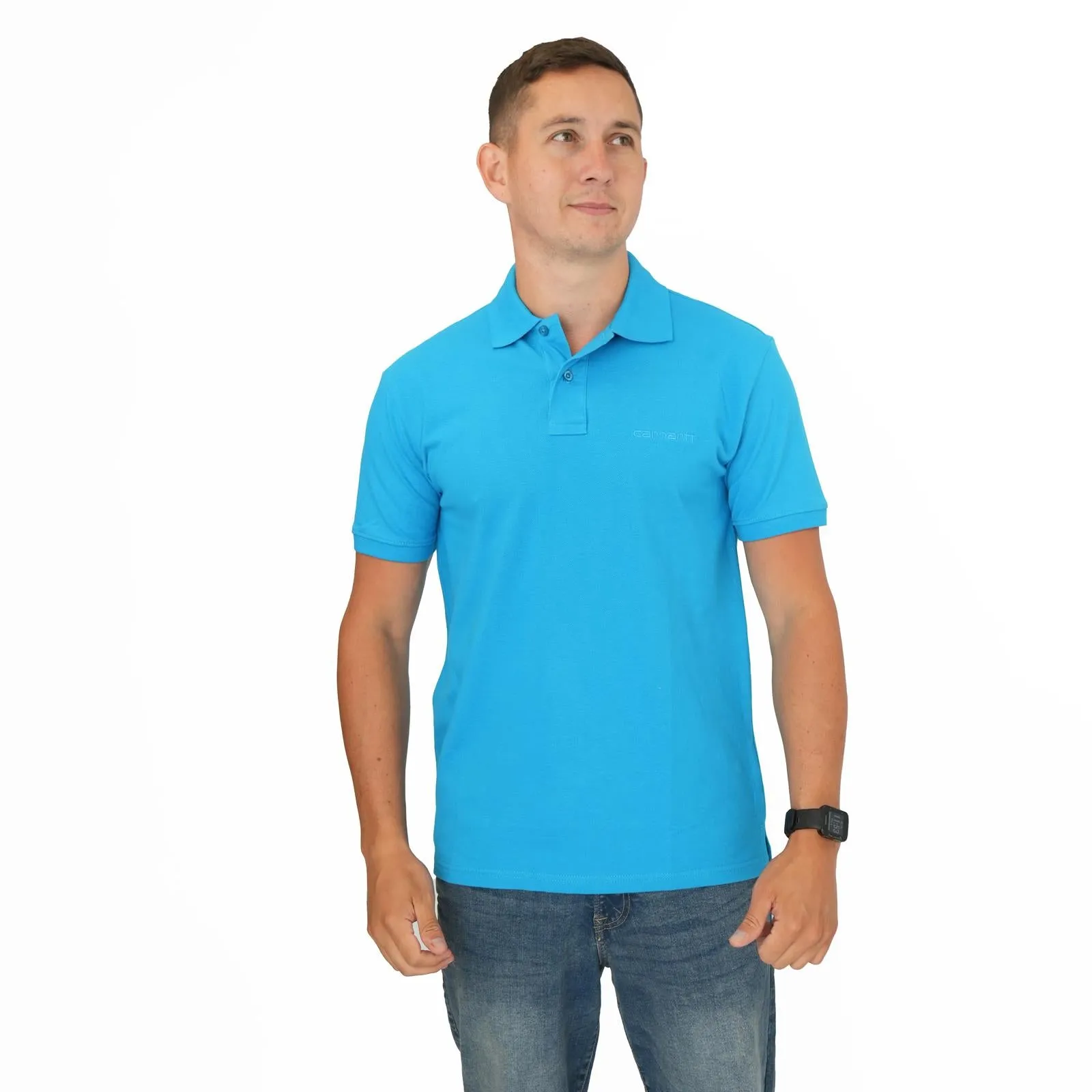 Carhartt WIP Script Logo Blue Polo Shirt