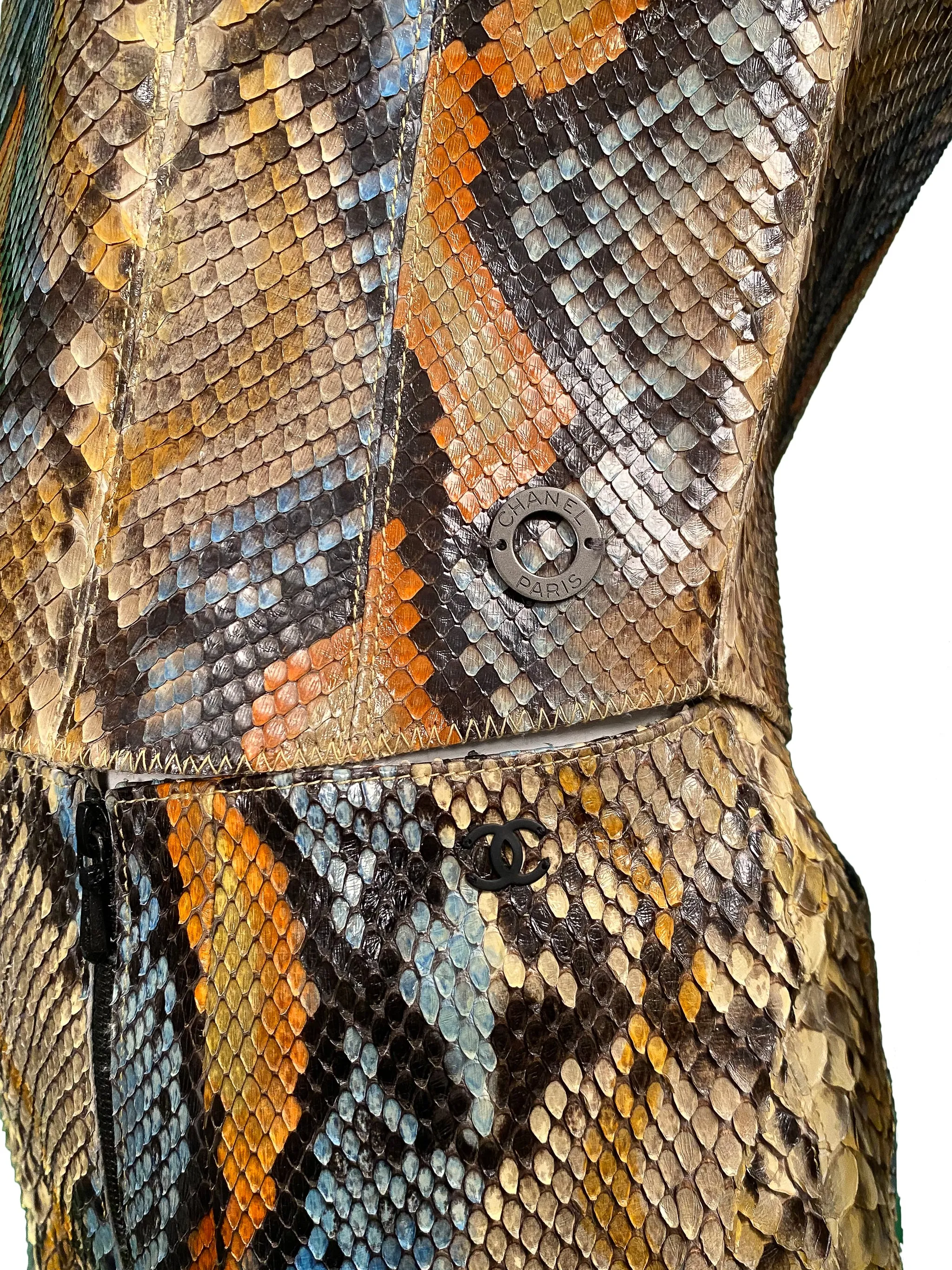CHANEL MULTICOLOR SNAKE PANTSUIT ENSEMBLE 2000