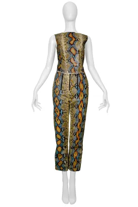 CHANEL MULTICOLOR SNAKE PANTSUIT ENSEMBLE 2000 CHANEL MULTICOLOR SNAKE PANTSUIT ENSEMBLE 2000
