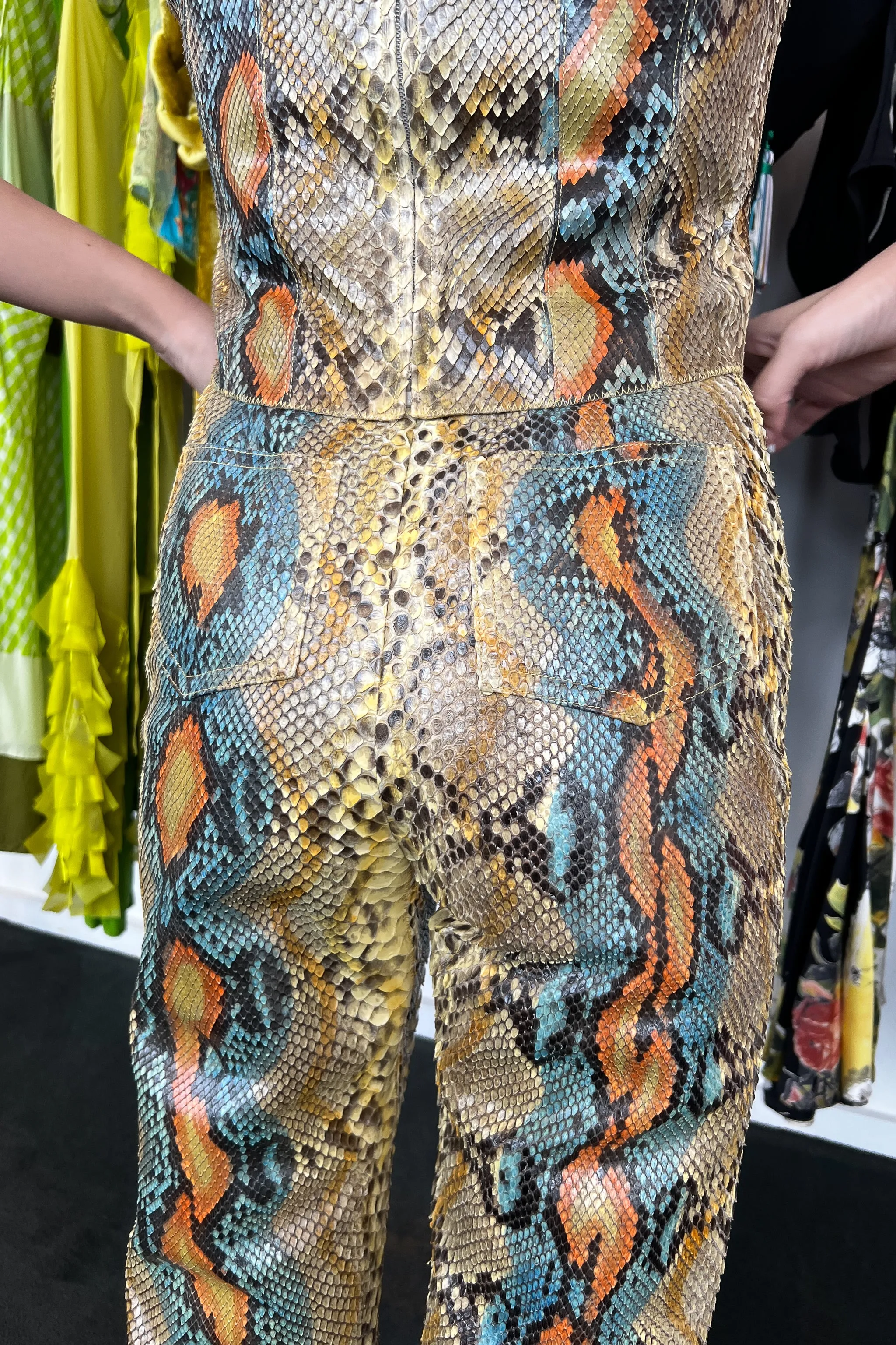 CHANEL MULTICOLOR SNAKE PANTSUIT ENSEMBLE 2000