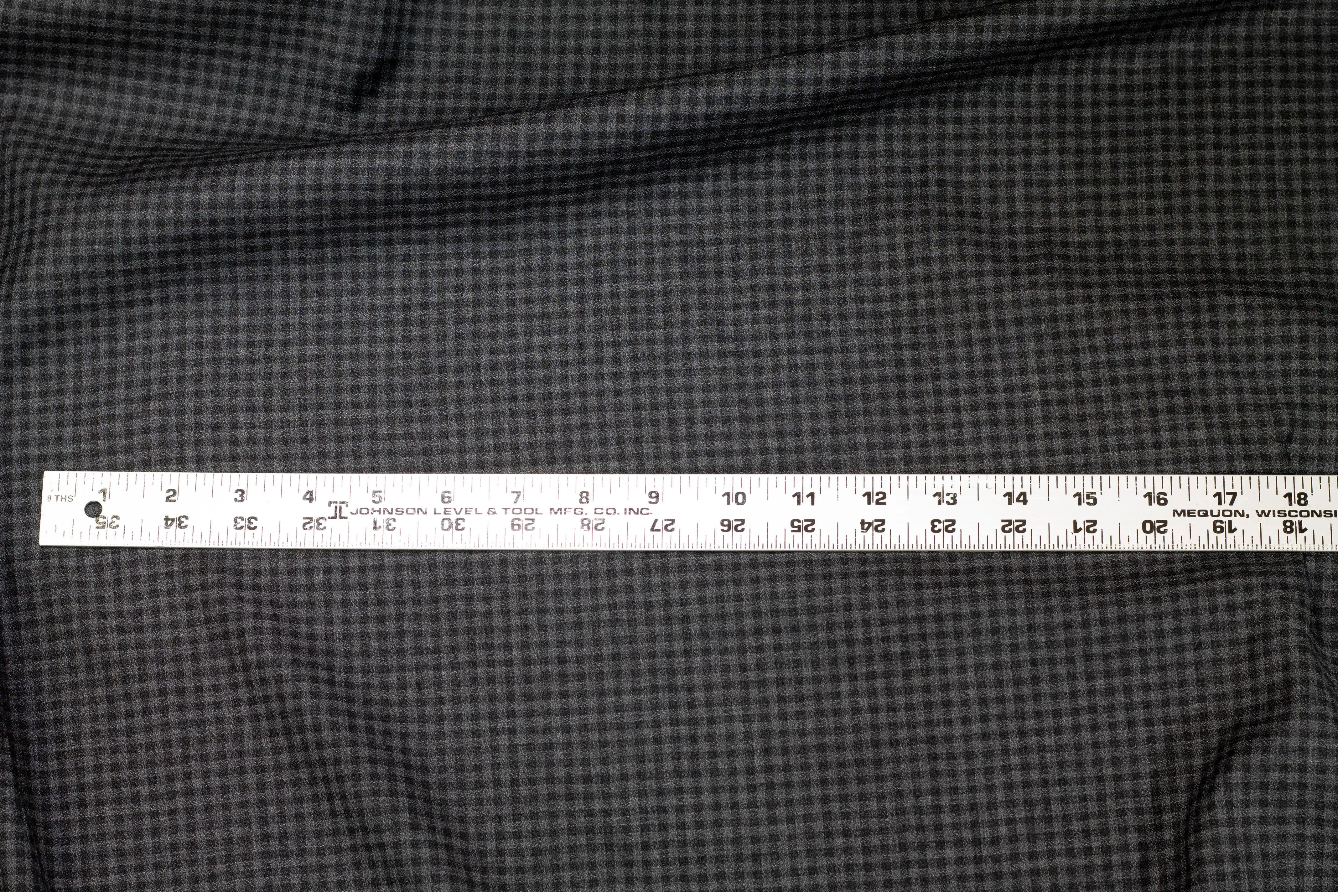 Charcoal Gray Gingham Checked Italian Wool Suiting