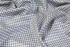 Checked Italian Silk and Wool Suiting - Blue and White Checked Italian Silk and Wool Suiting - Blue and White