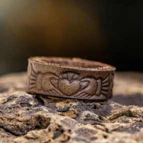 Claddagh Leather Ring | Dark Olive Claddagh Leather Ring | Dark Olive