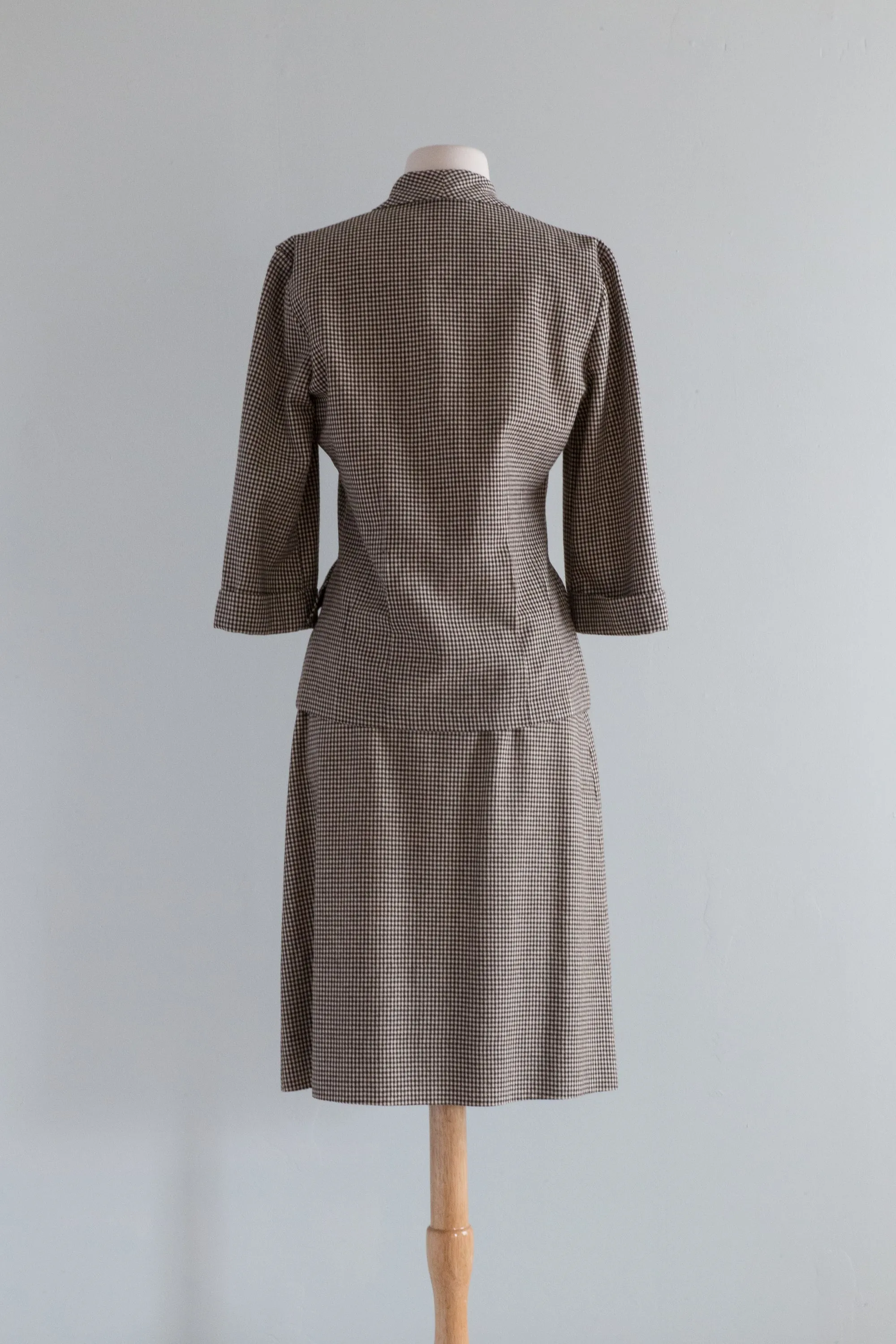 Classic 1950's Lightweight Wool Gingham Two Piece Suit / Medium